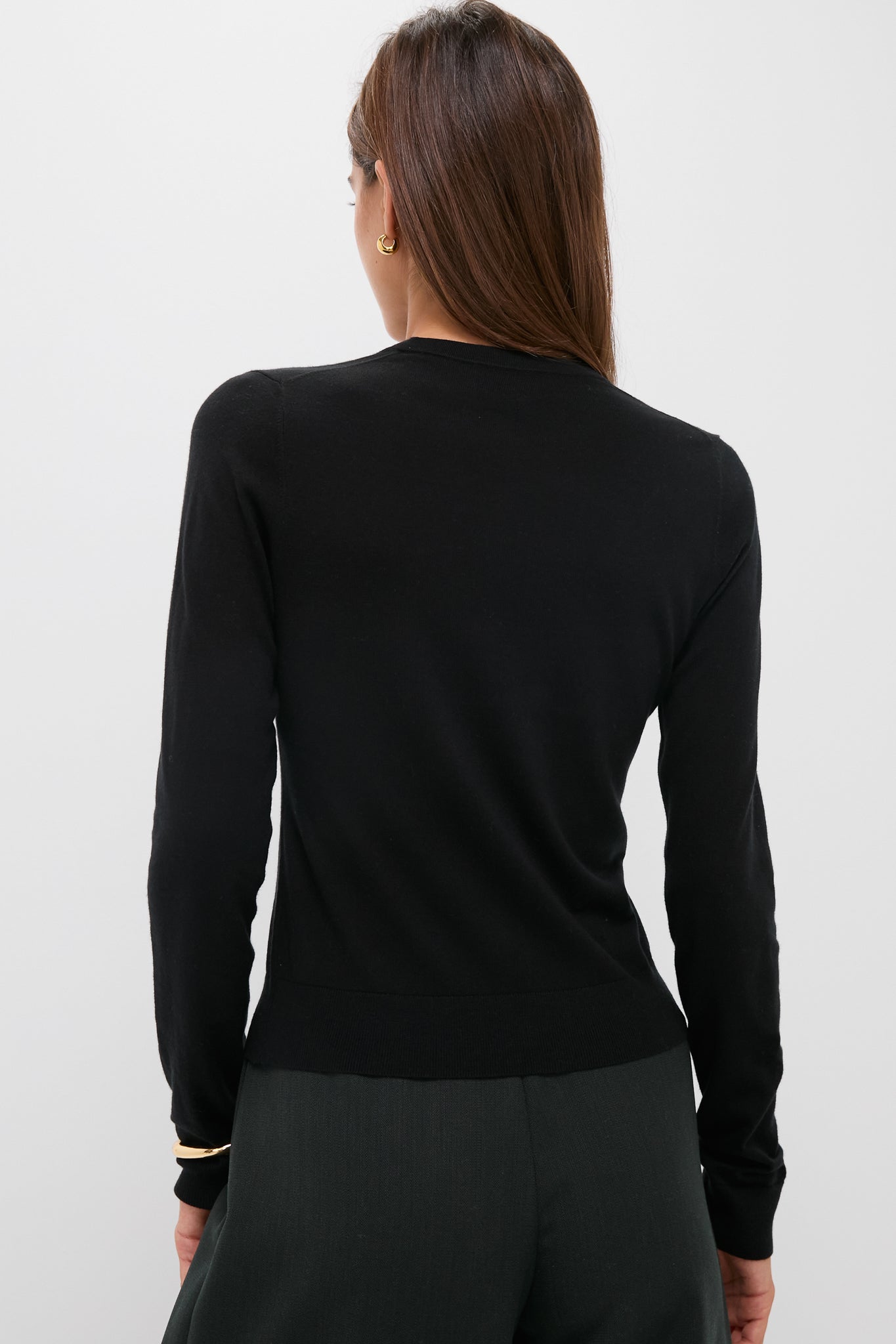 Black Cashmere Silk Long Sleeve Katie Tee-Get Girly