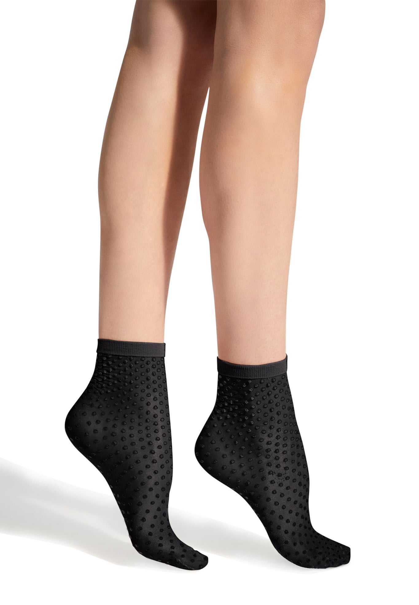 Black Satin Touch Dots Socks-Get Girly