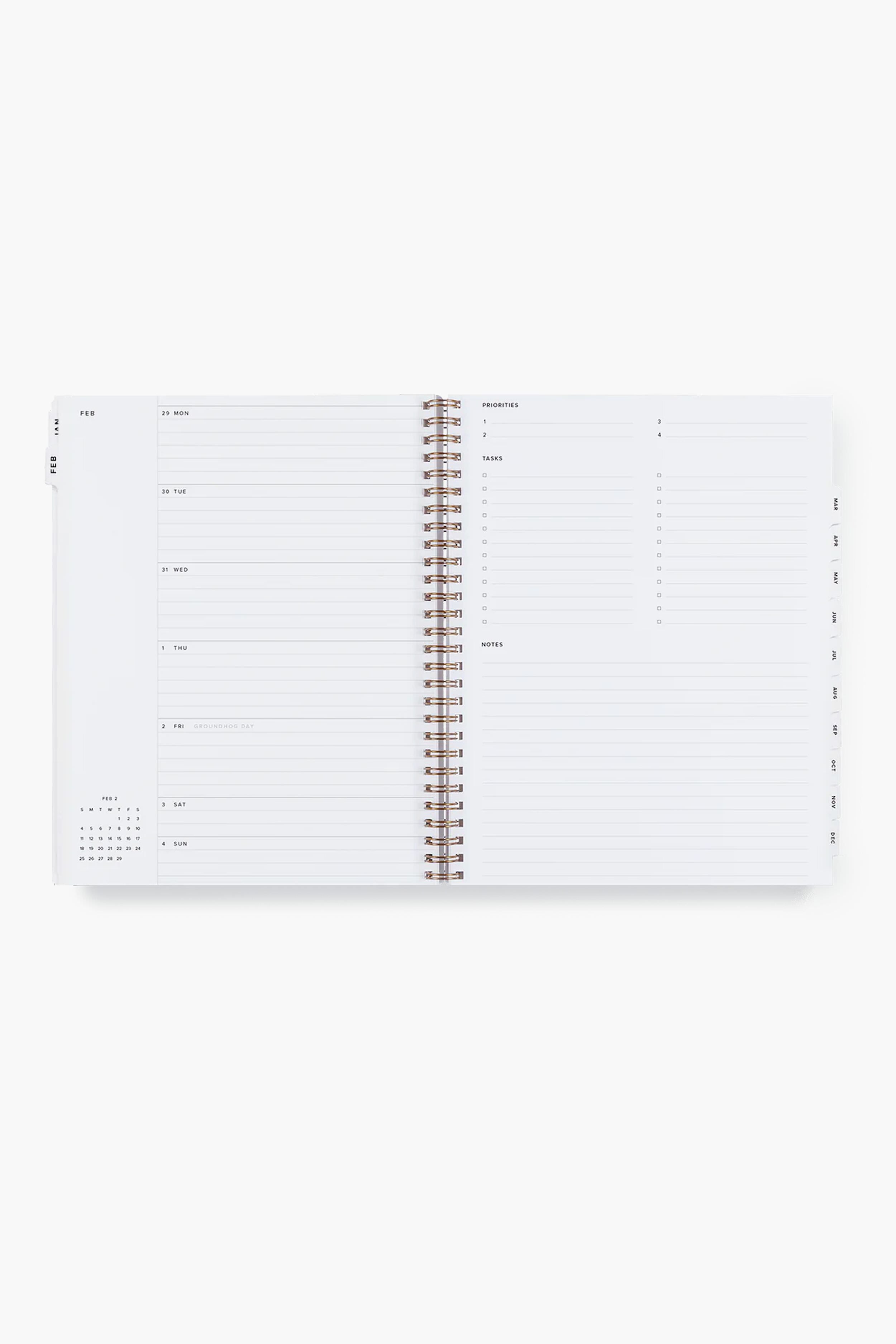 2024 Natural Linen Yearly Task Planner-Get Girly