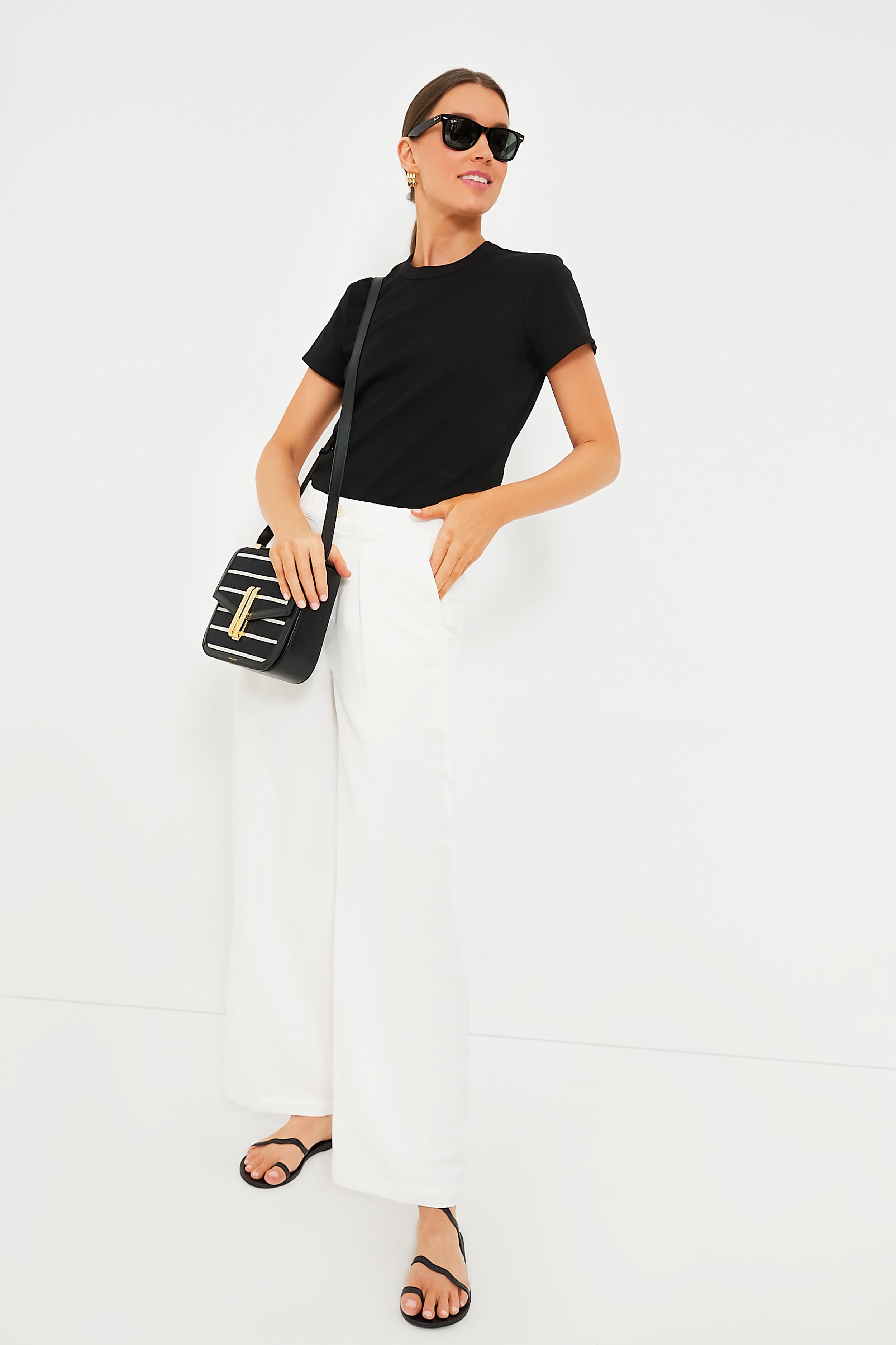 Black Breton Stripe Canvas Vancouver Bag-Get Girly