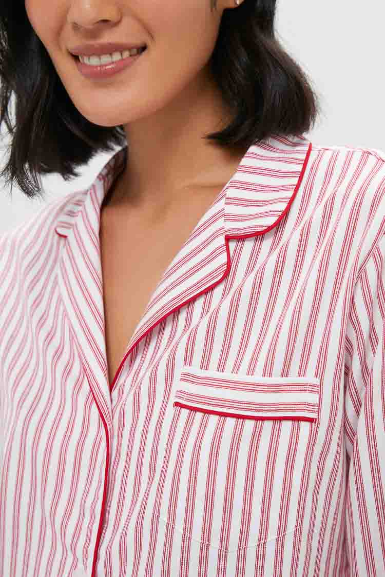 Antique Red Ticking Long Sleeve Pants Set-Get Girly