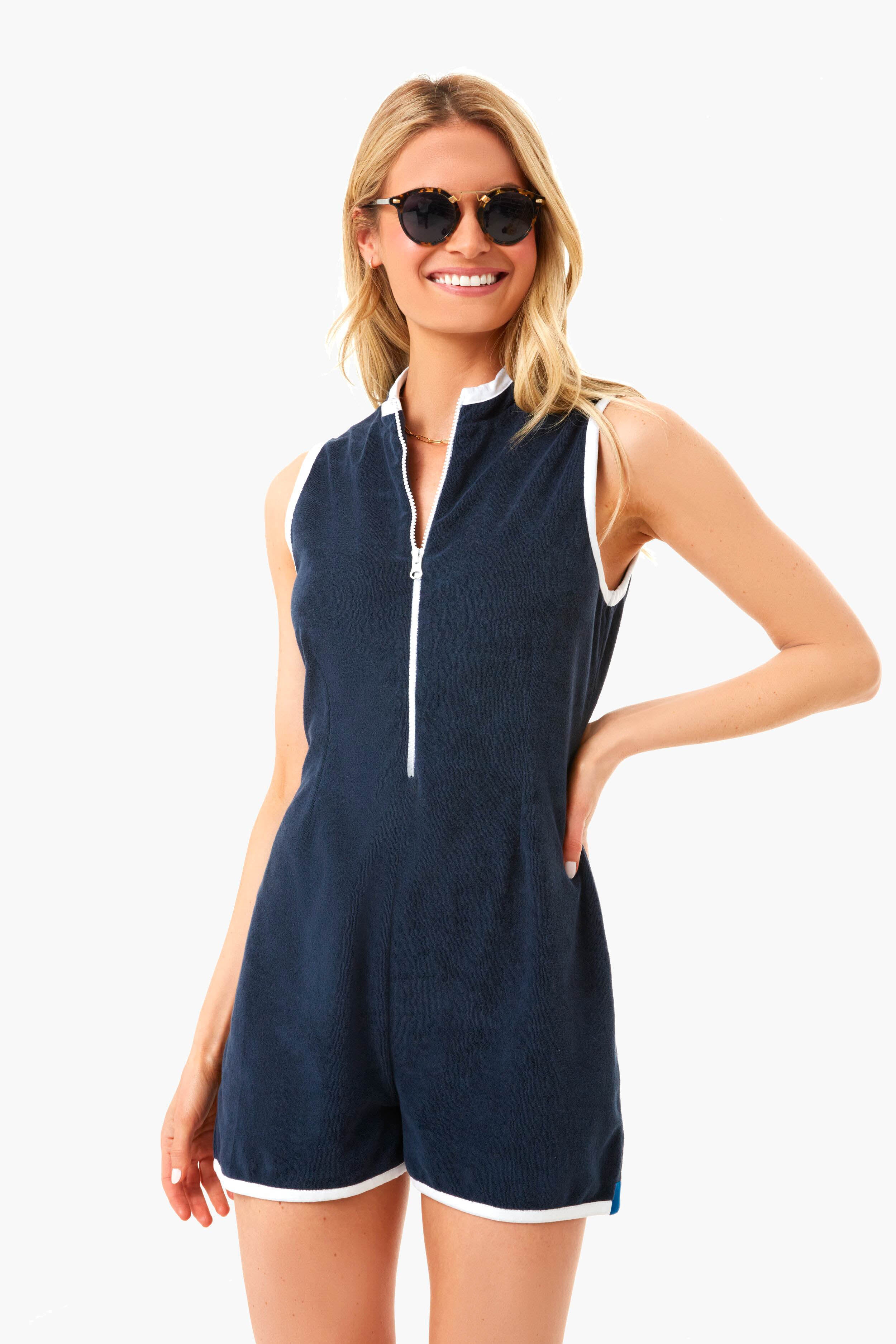 The Navy Serena Romper-Get Girly