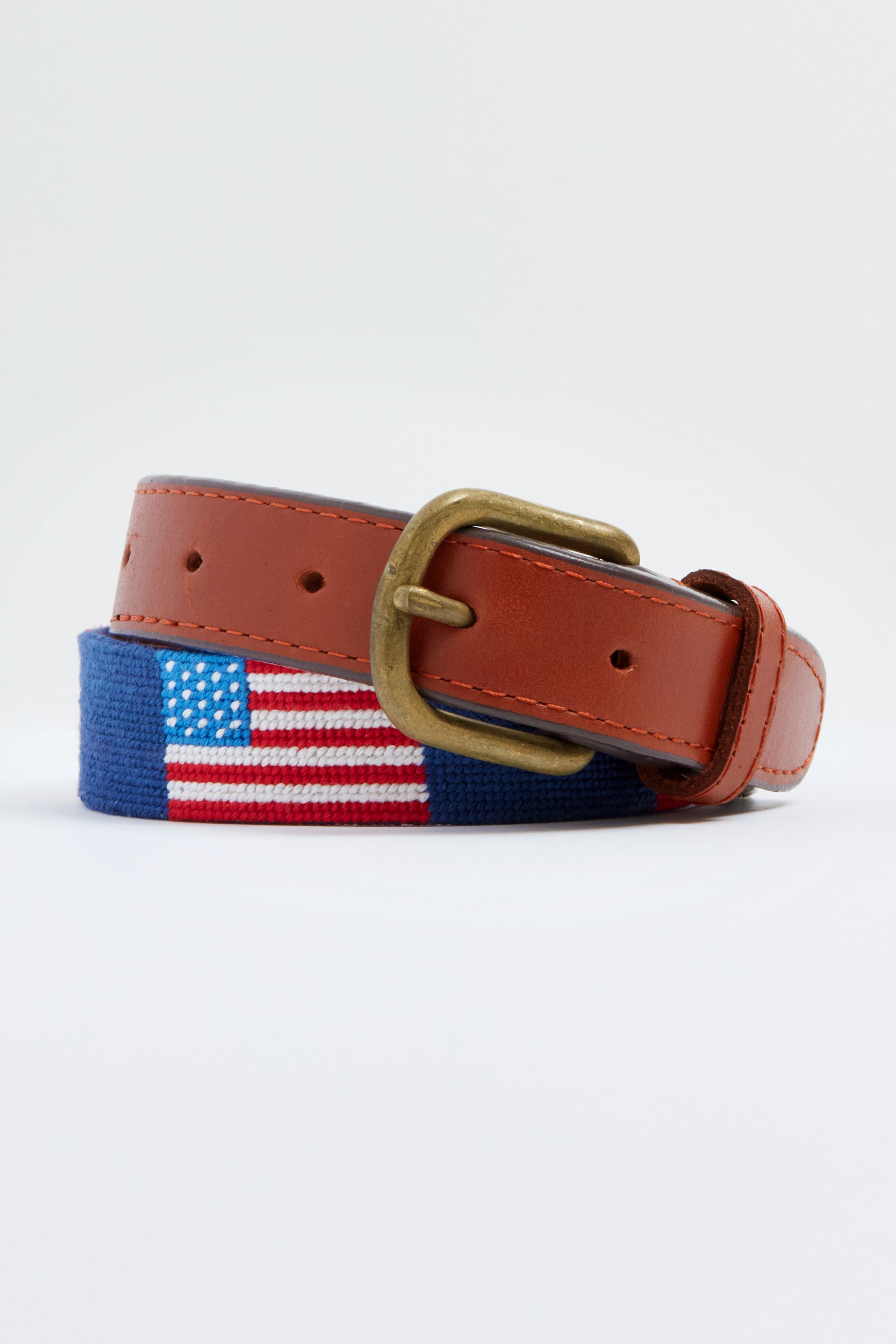 Navy American Flag Needlepoint Childrens Belt-Get Girly
