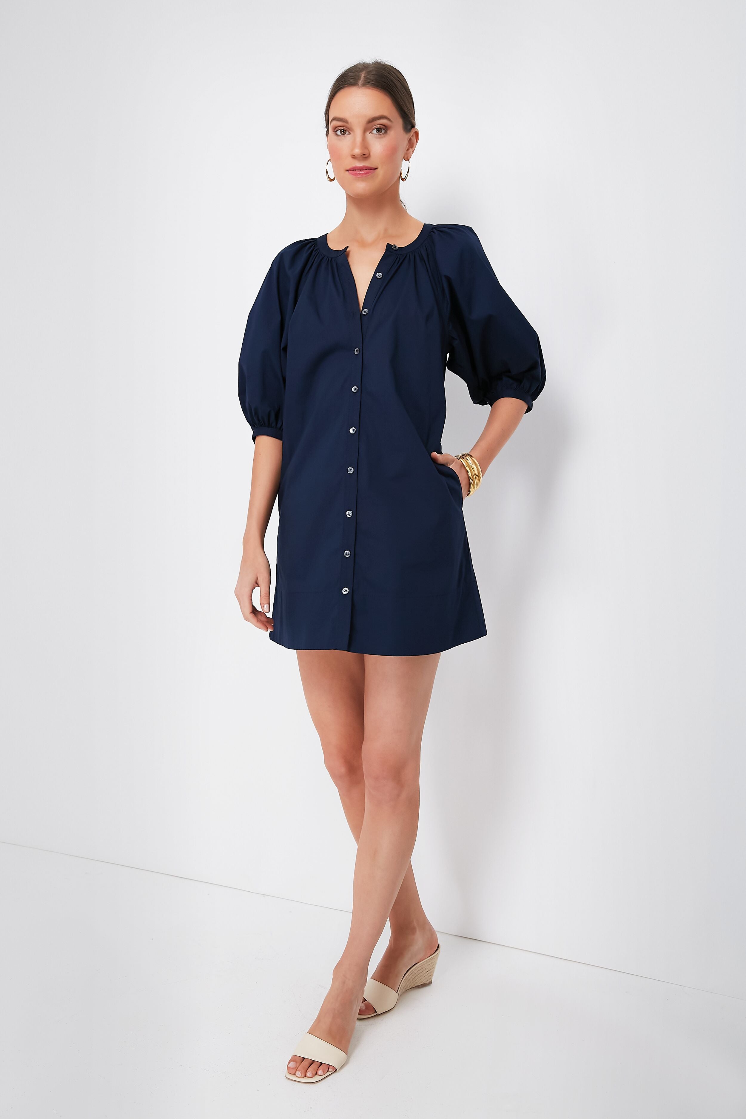 Navy Mini Vincent Dress-Get Girly