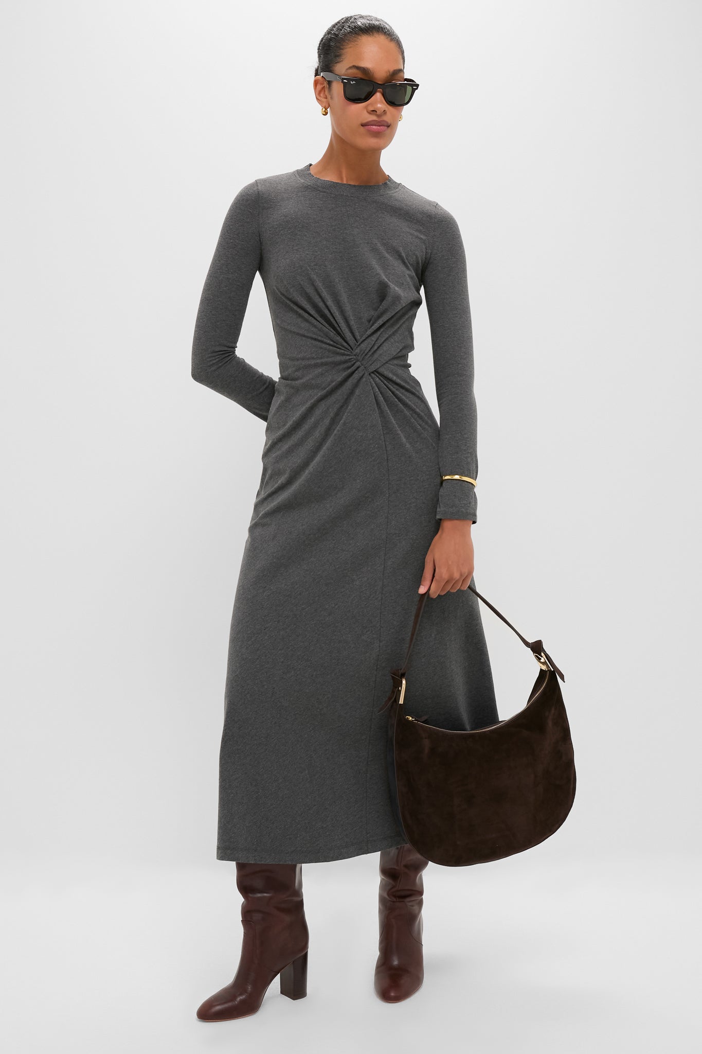 Tmoro Suede with Gold Morgan Shoulder Bag-Get Girly