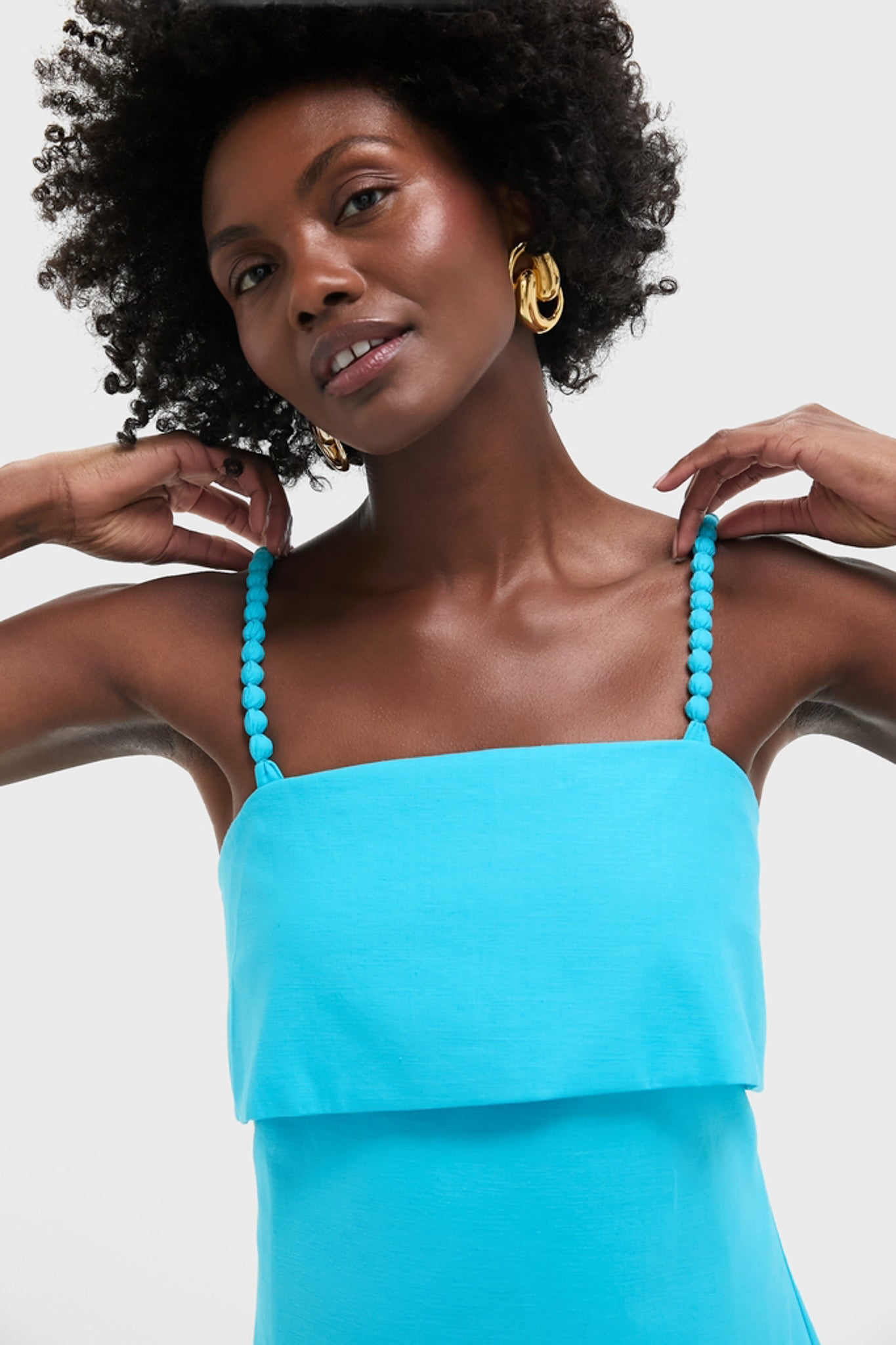 Aqua Linen Azura Midi Dress-Get Girly