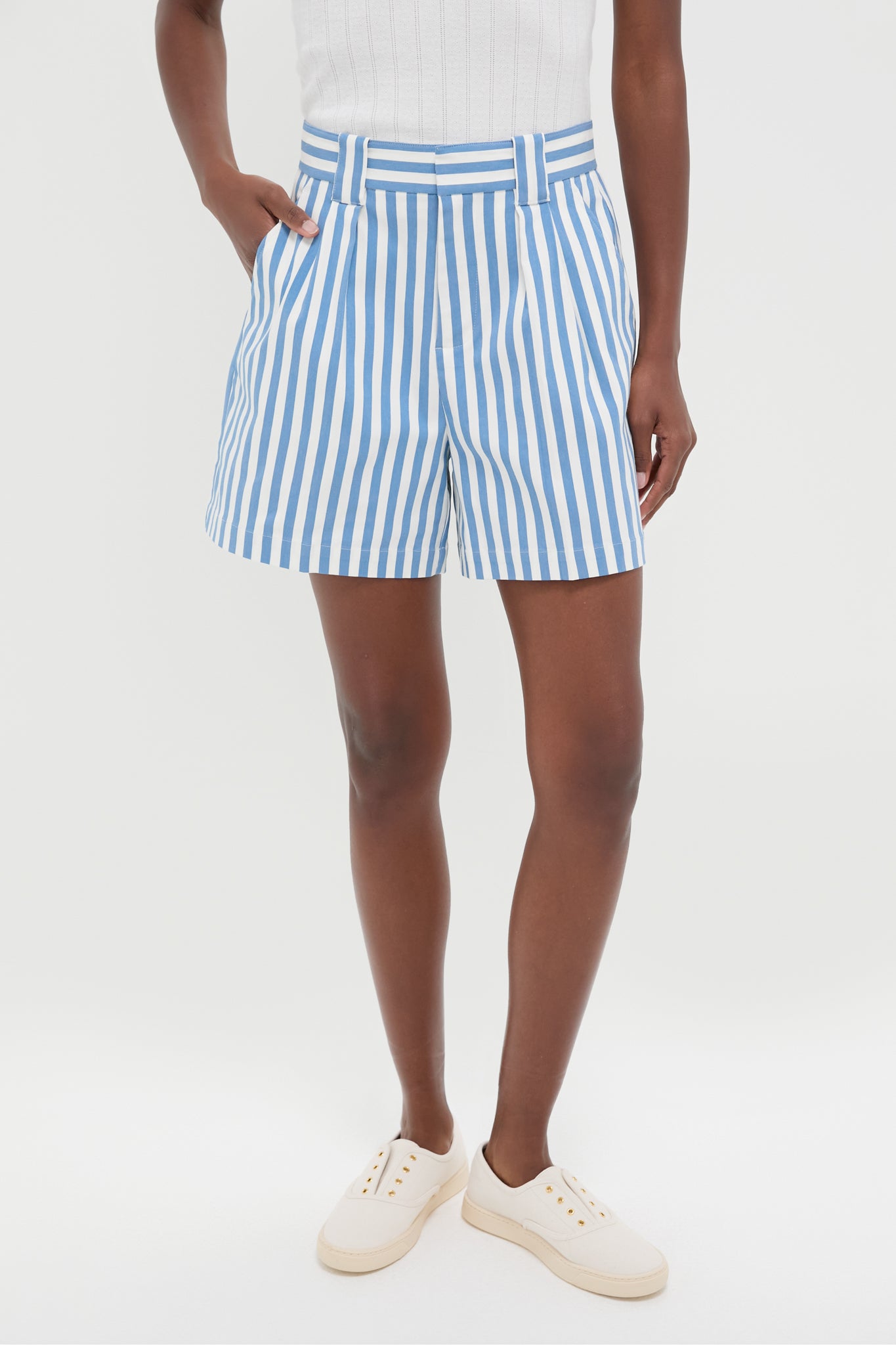 Blue and White Stripe Canvas Briggs Safari Short-Get Girly