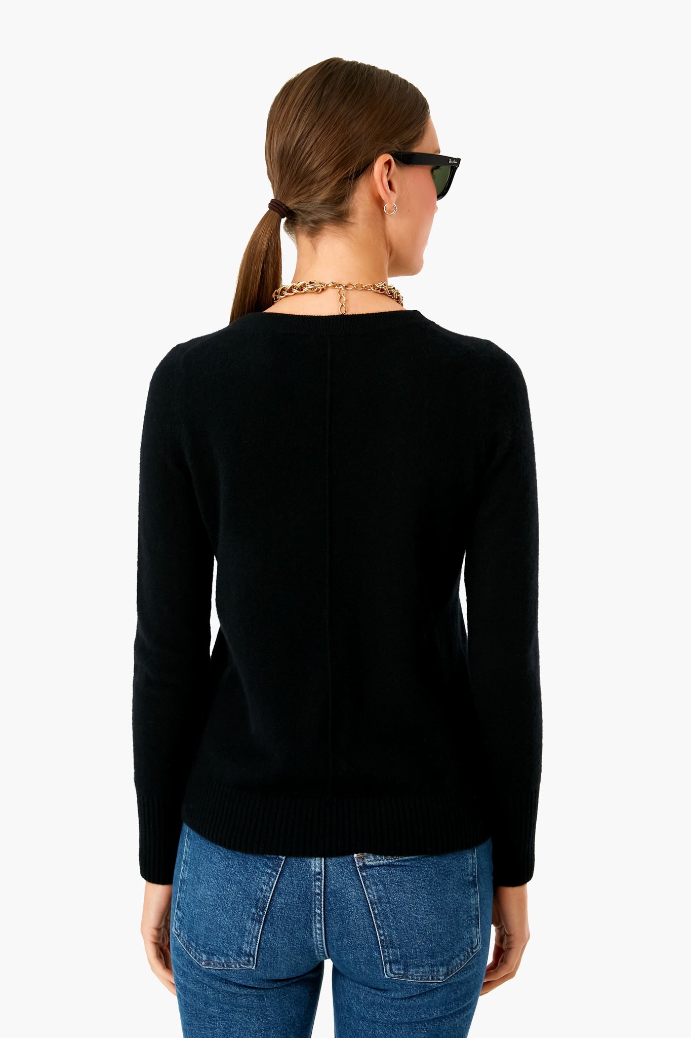 Black Cashmere Classic Crewneck Sweater-Get Girly