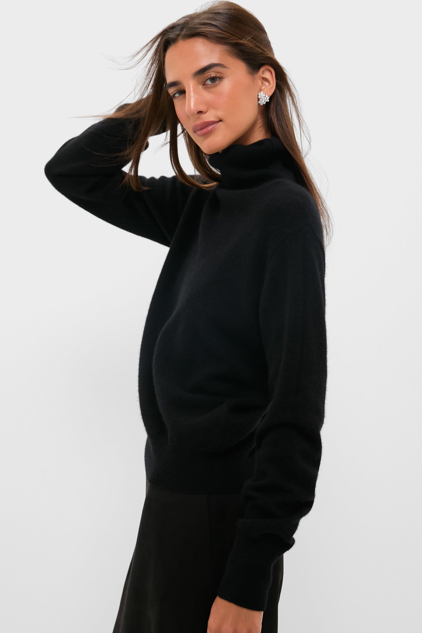 Black Cashmere Turtleneck Sweater-Get Girly