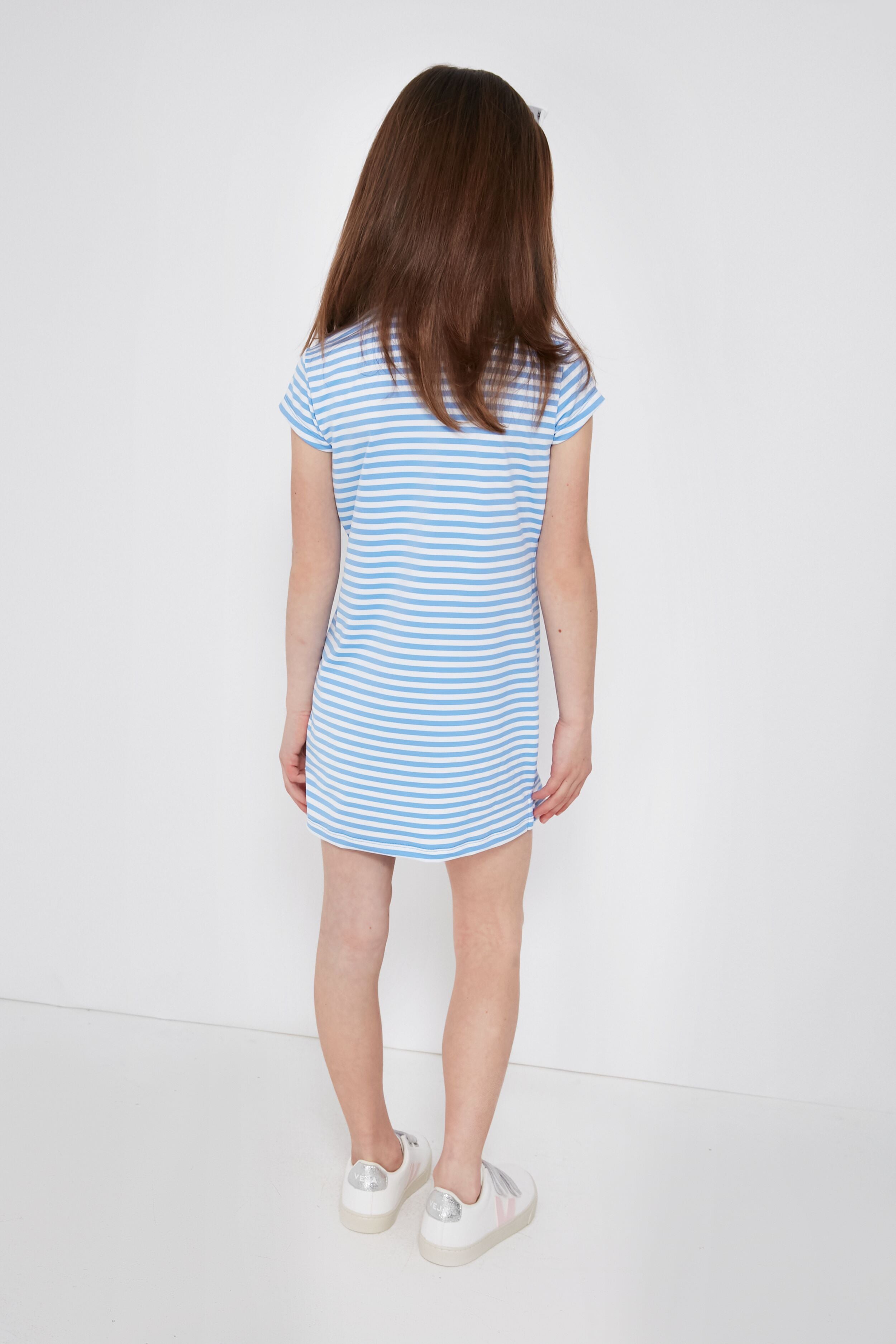 Periwinkle and White Girls Performance Polo Dress-Get Girly