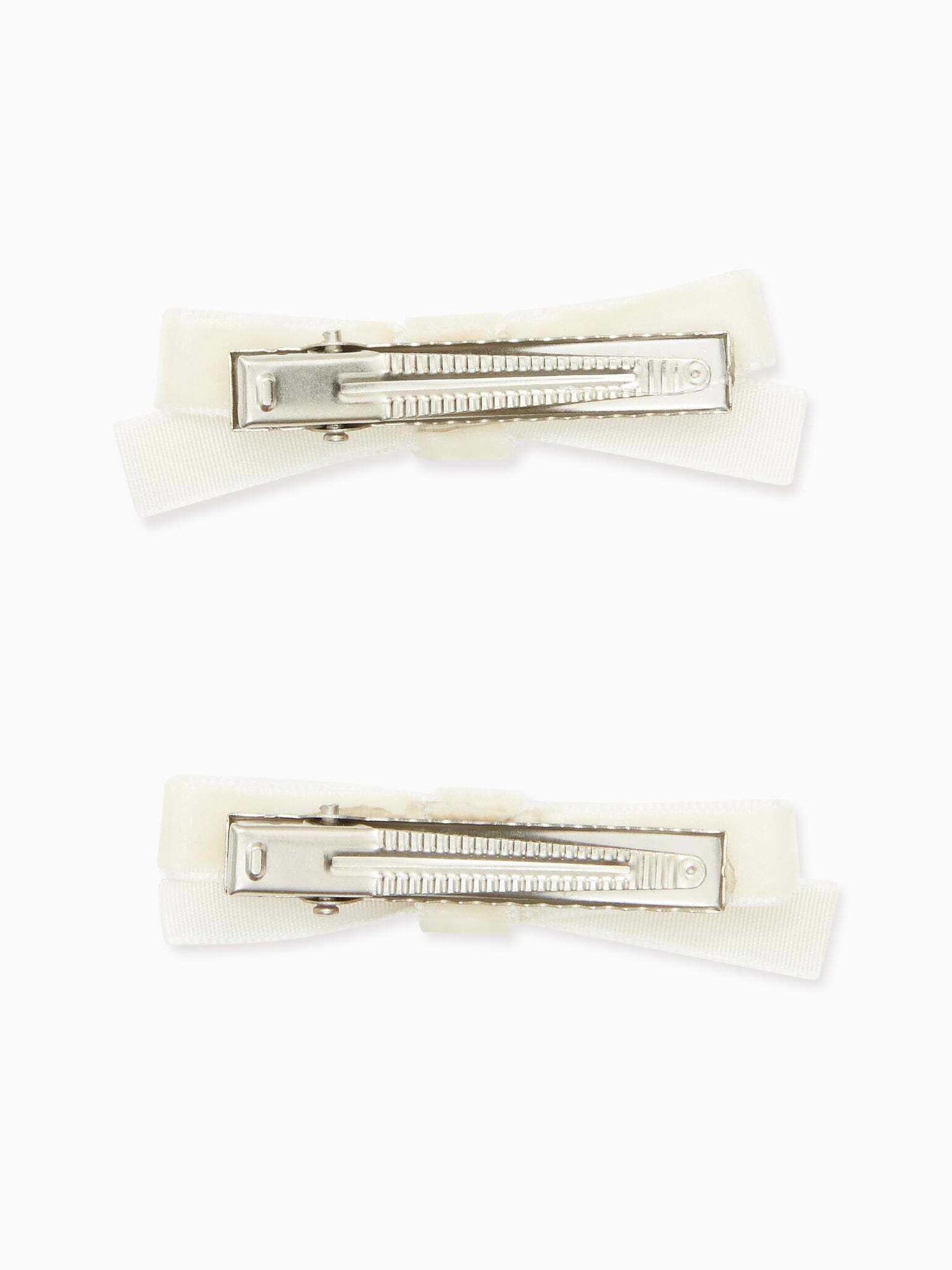 White Small Velvet Bow Clips Set of 2-Get Girly