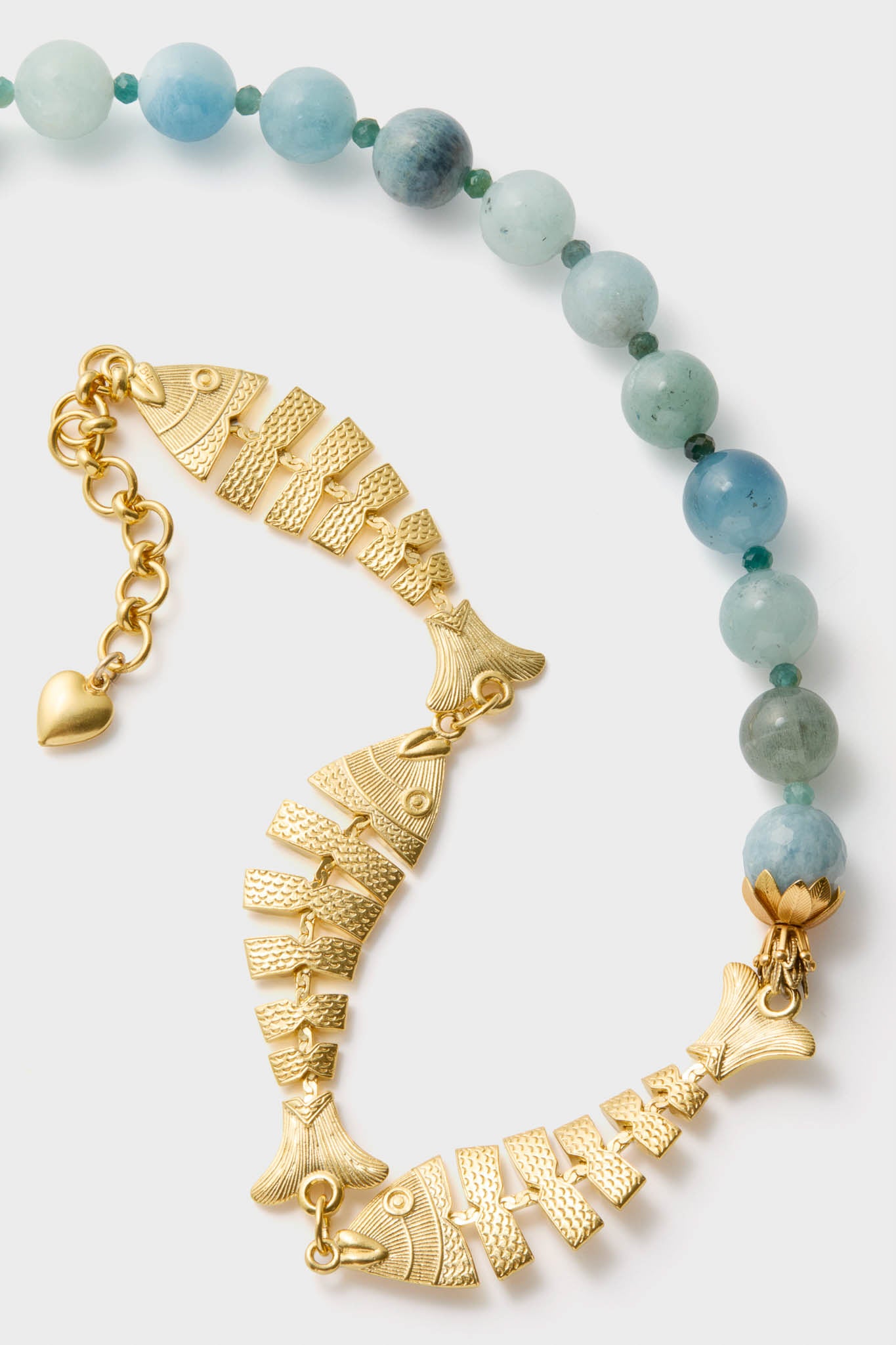 Aquamarine and Gold Malta Necklace-Get Girly