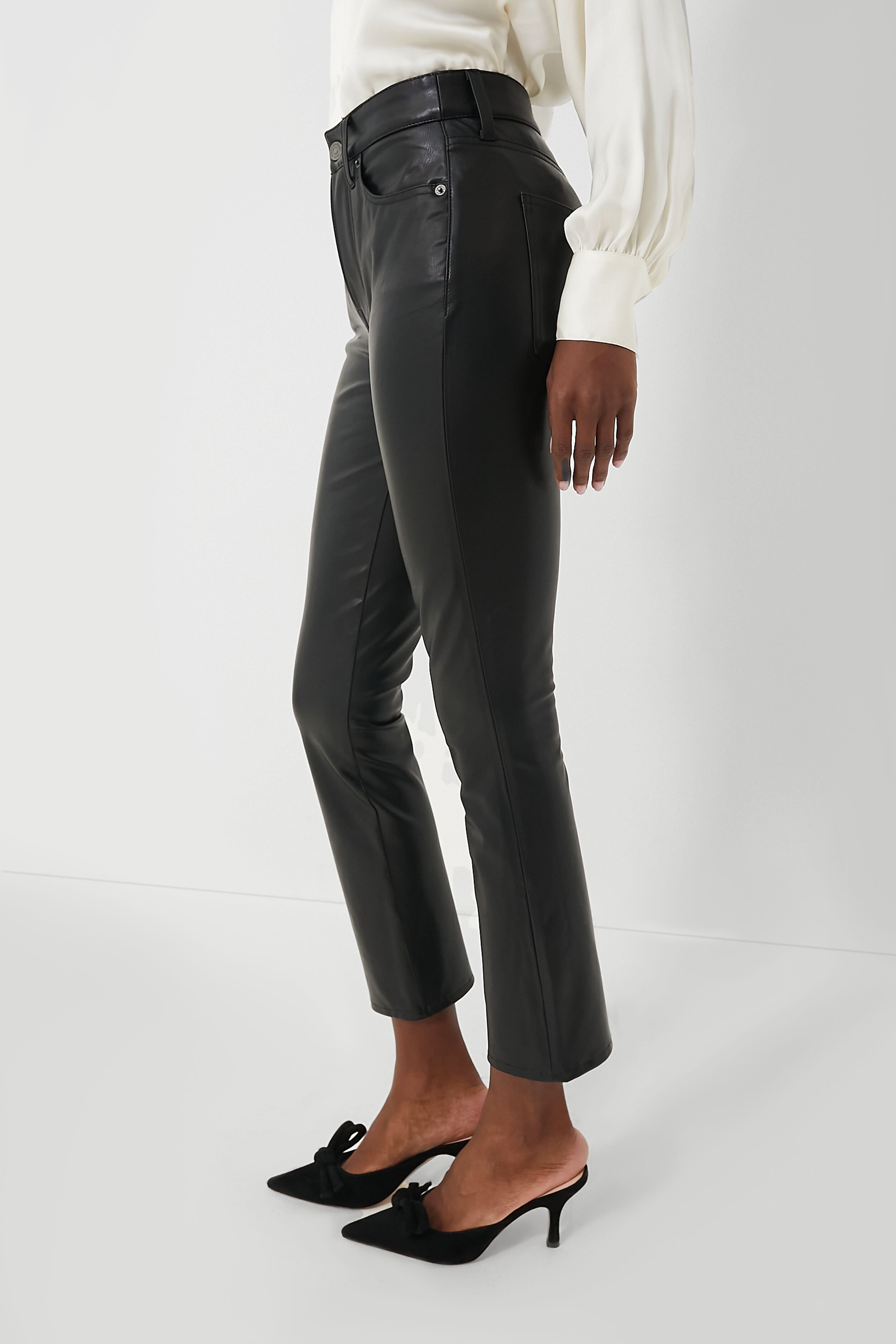 Black Carly Vegan Leather Kick Flare-Get Girly