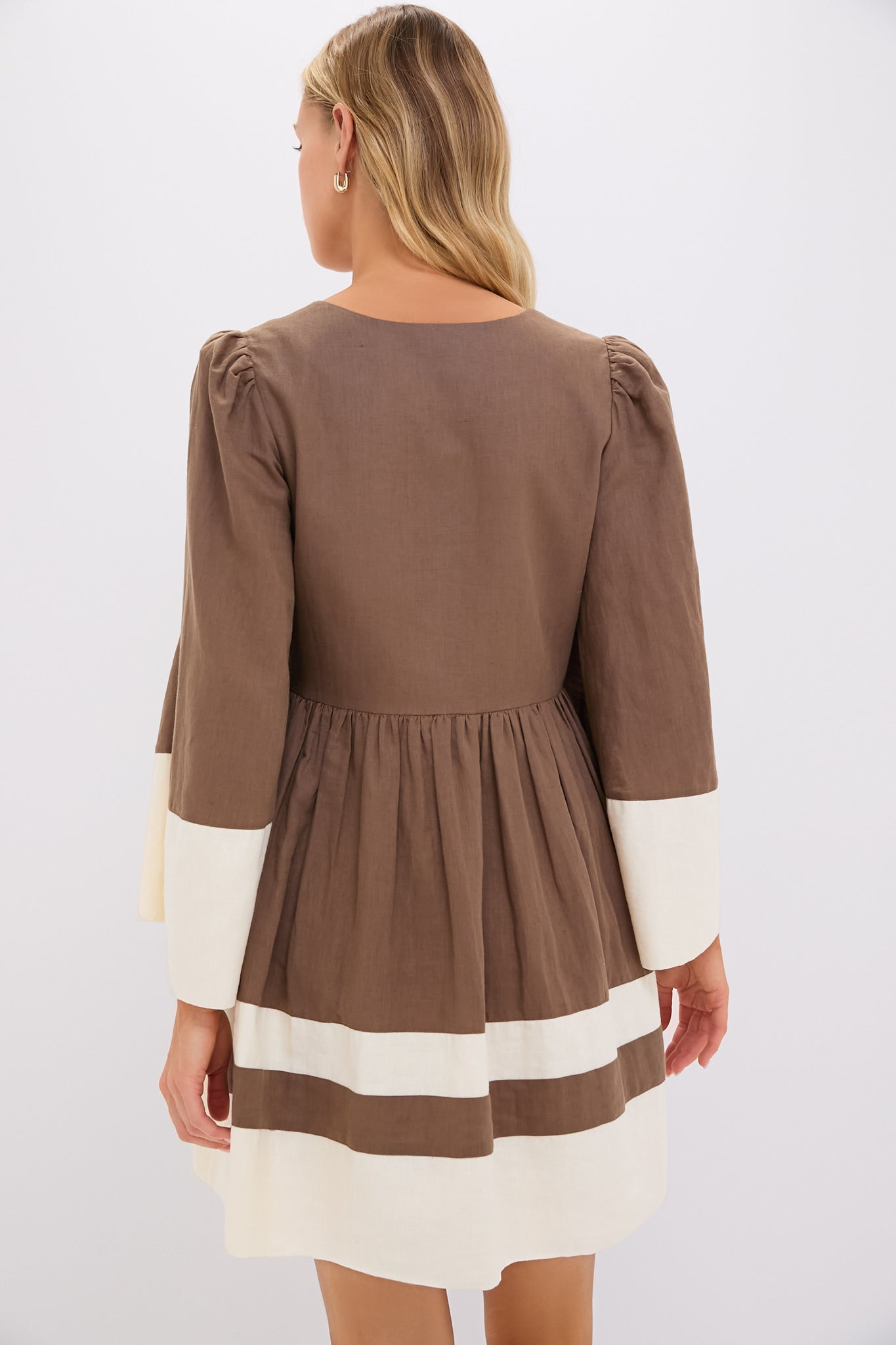 Mocha and Cream Cotton Linen Izzie Dress-Get Girly