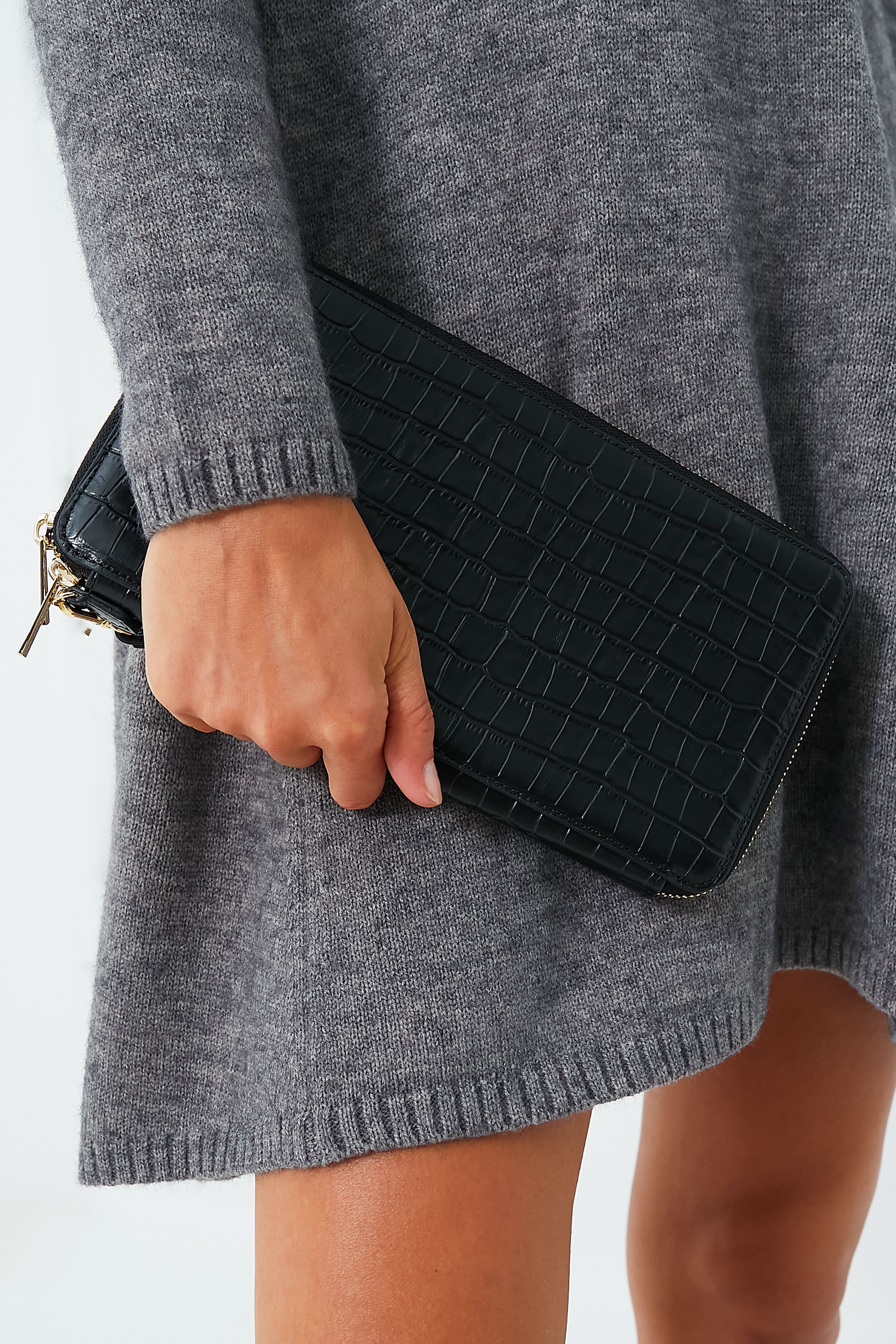 Black Croc Travel Wallet-Get Girly