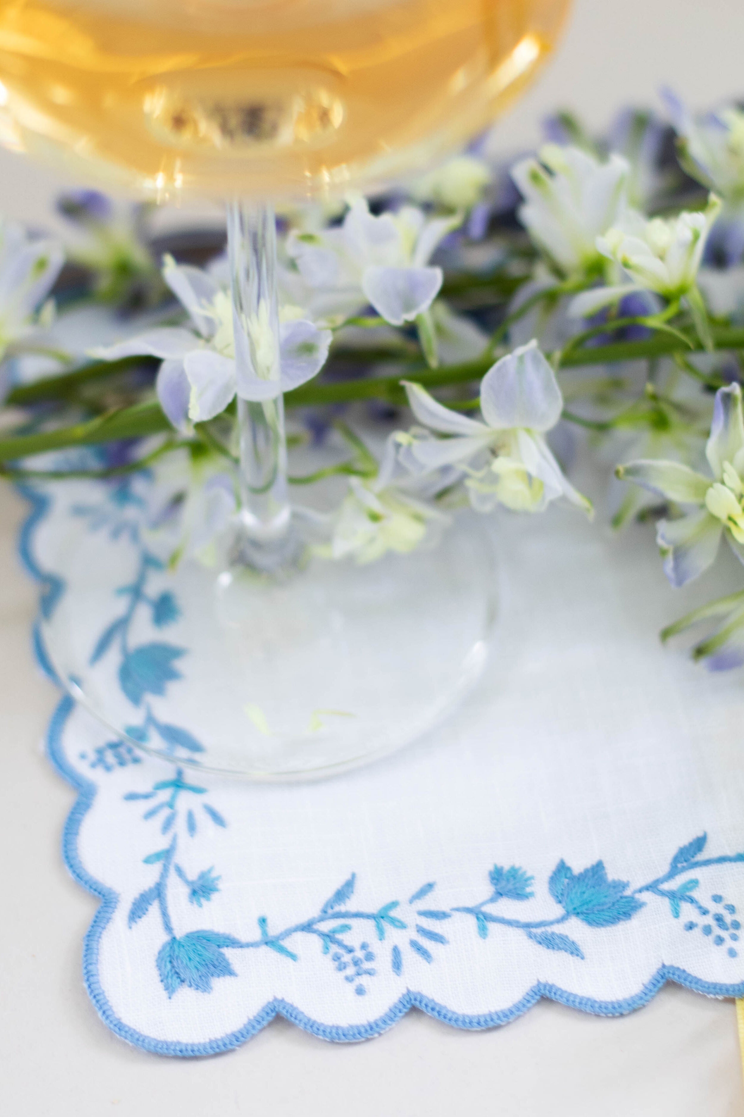 Blue and White Floral Cocktail Napkins Set of 4-Get Girly