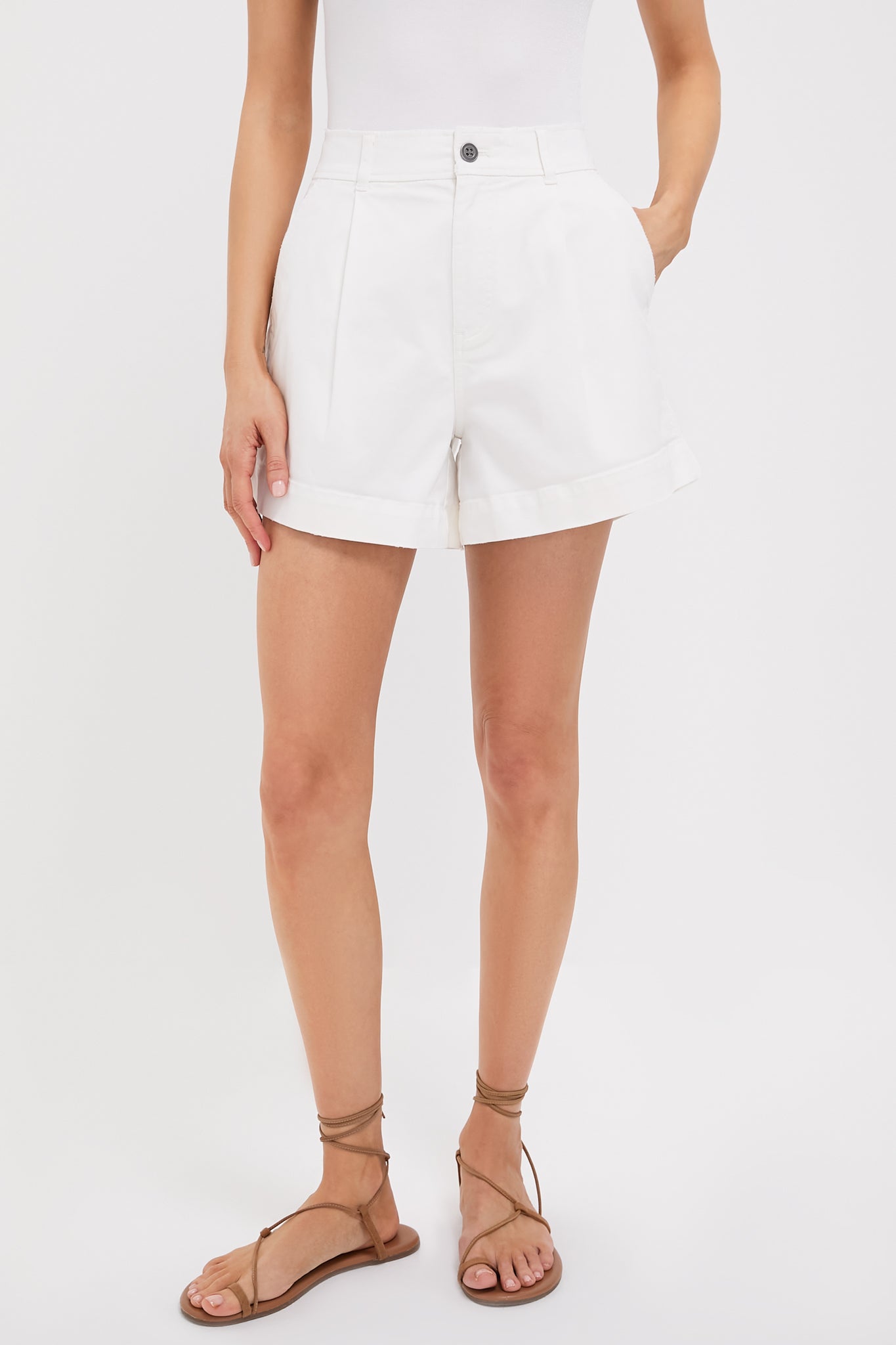 White Wells Chino Shorts-Get Girly