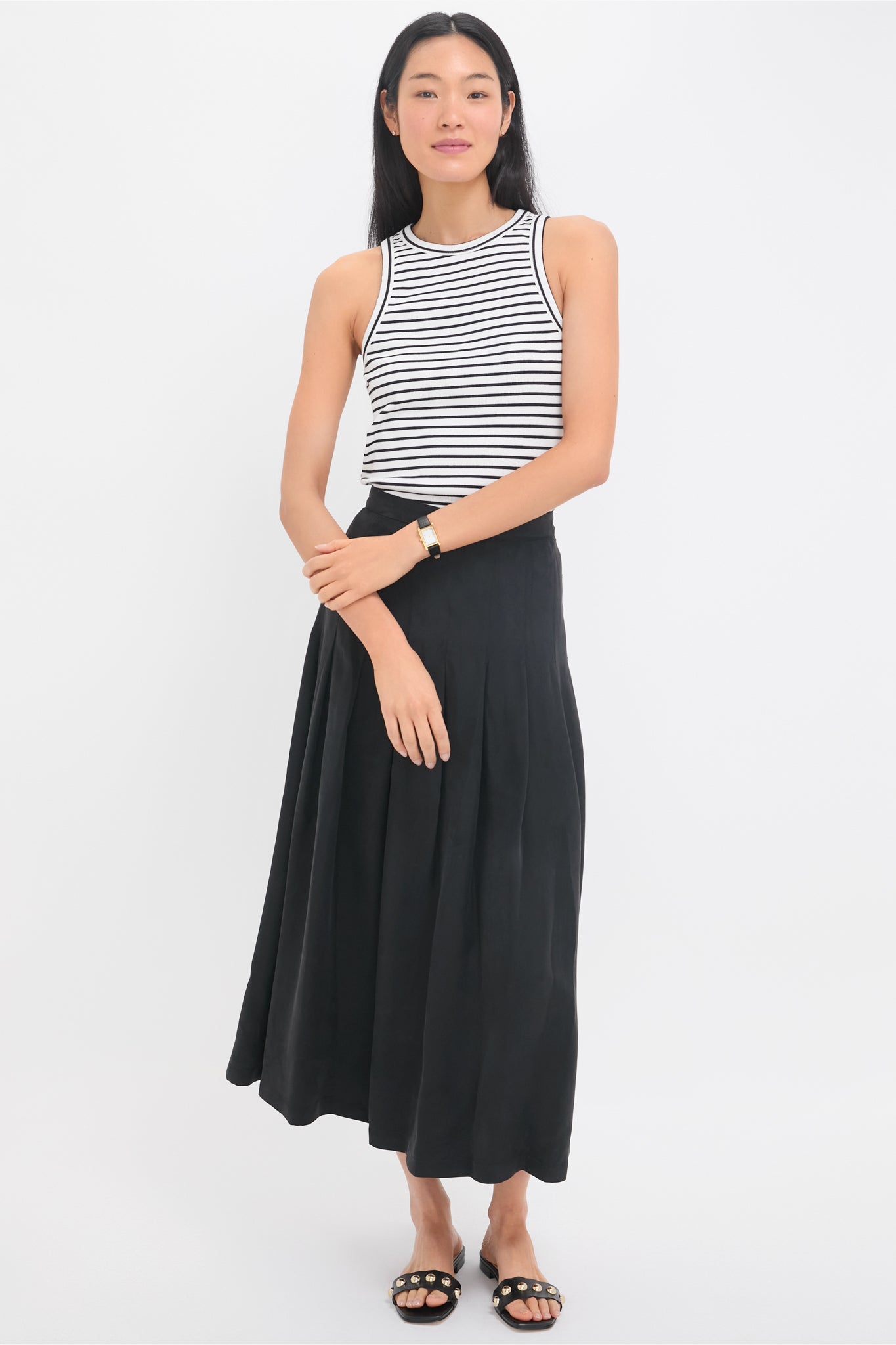 Black Atelier Pleated Maxi Skirt-Get Girly