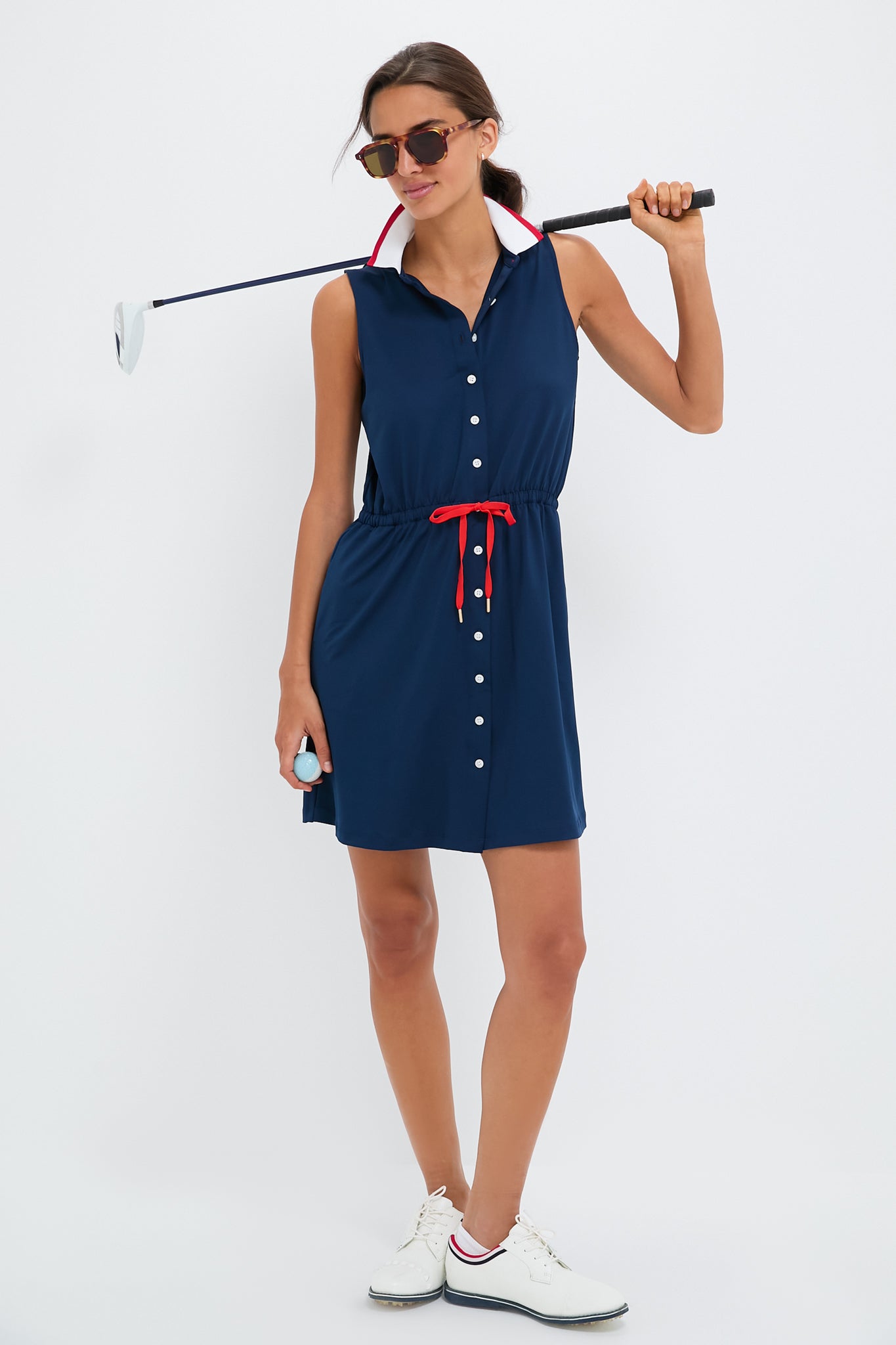 Navy Sleeveless Performance Jersey Alcott Golf Dress-Get Girly