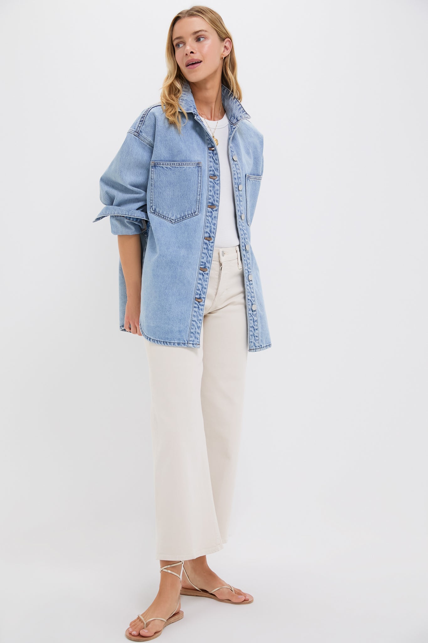 90s Blue Organic Denim Overshirt-Get Girly