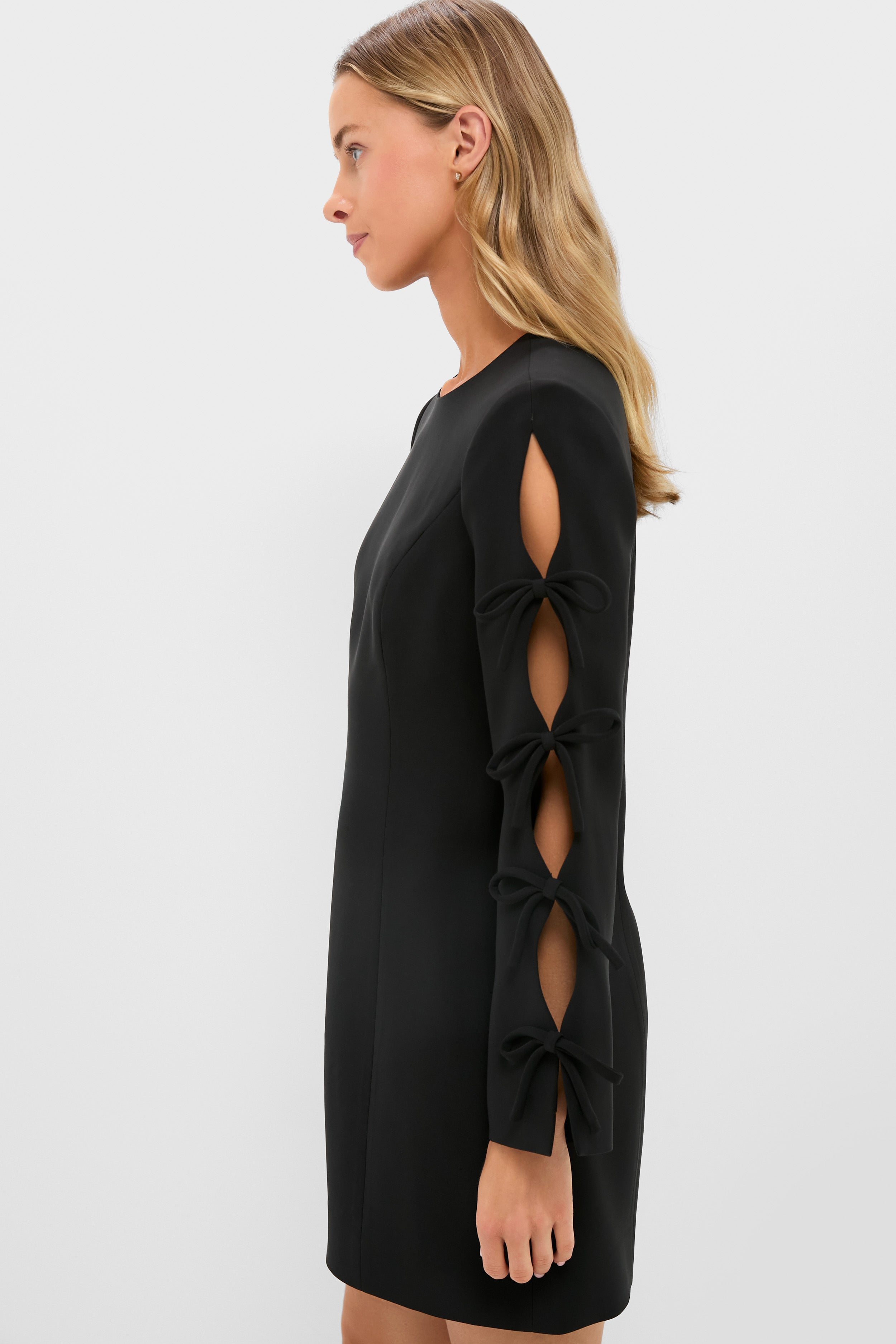 Black Bow Sleeve Belinda Mini Dress-Get Girly