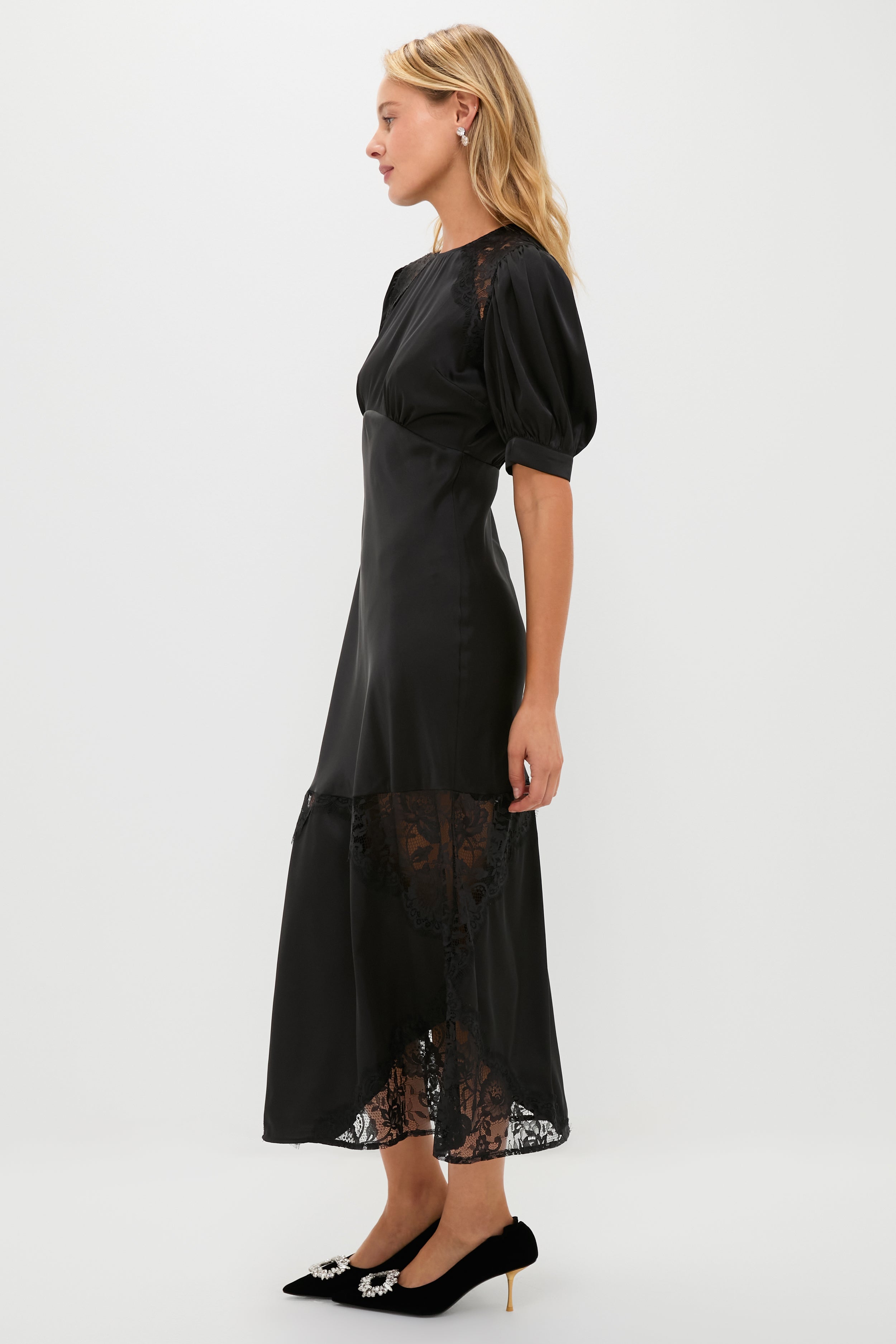 Black Lace Pierpont Midi Dress-Get Girly