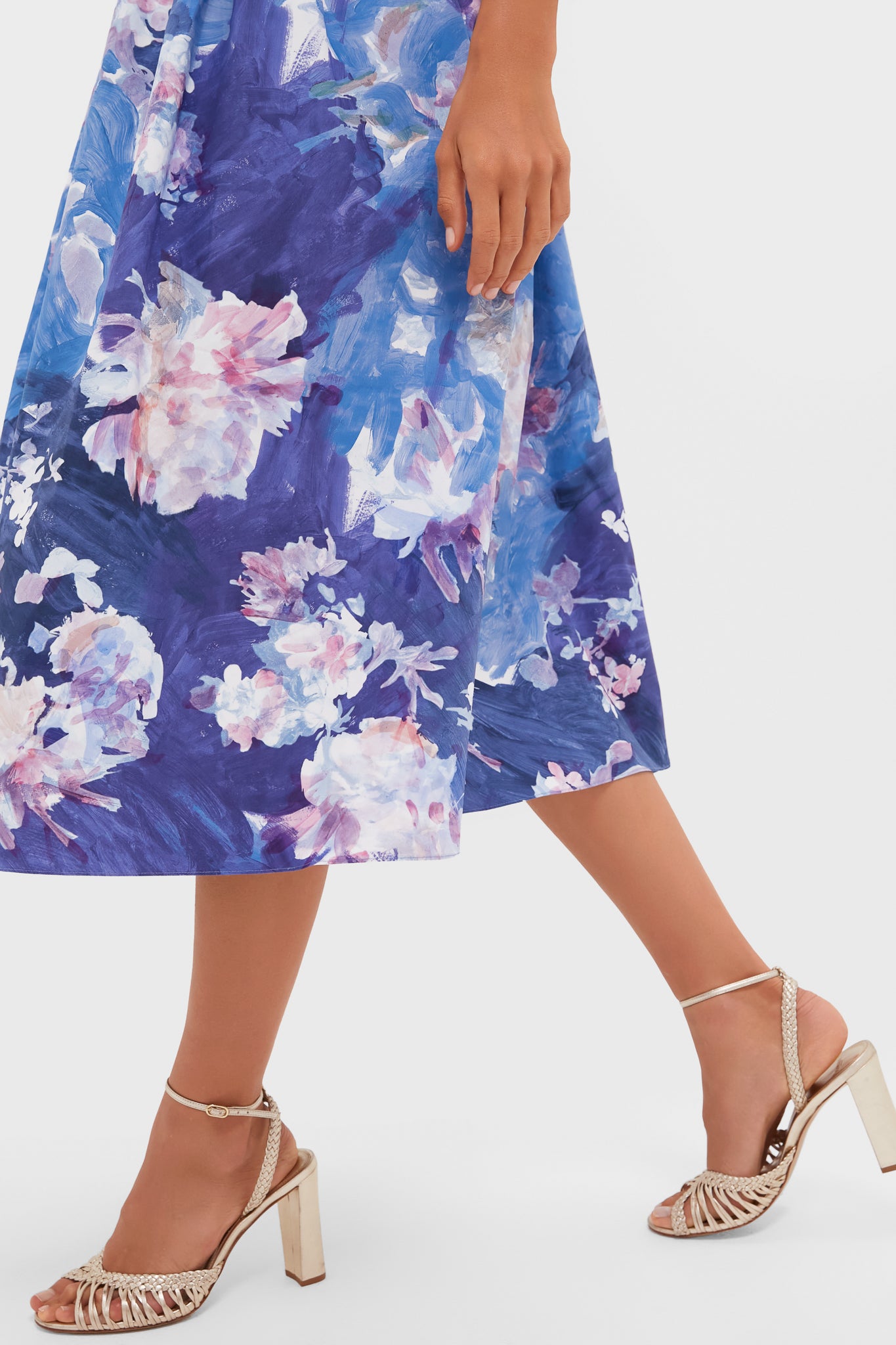 Artist Garden Pale Cobalt Sleeveless Flared Midi Dress-Get Girly