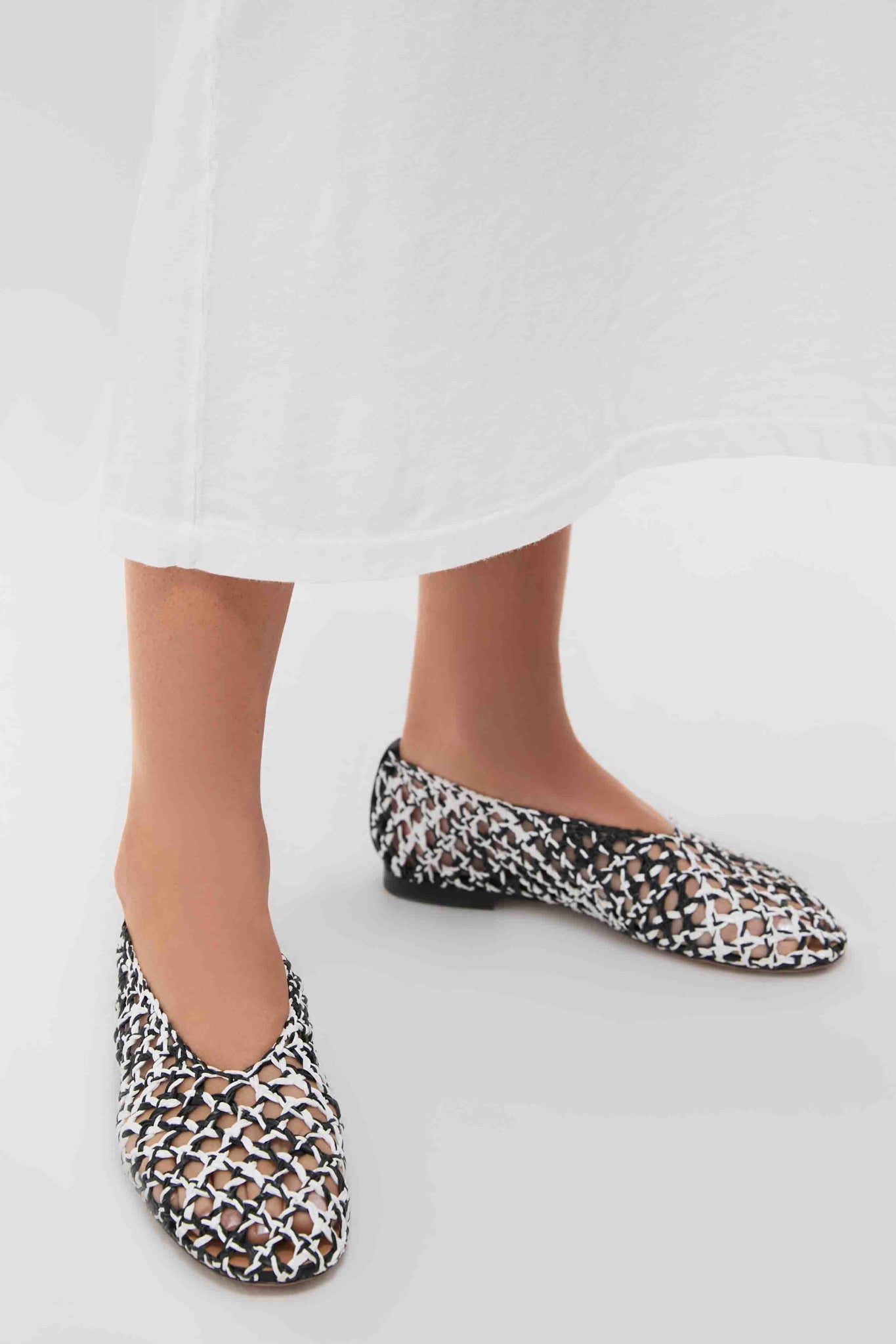 Black and White Woven Ballerina-Get Girly