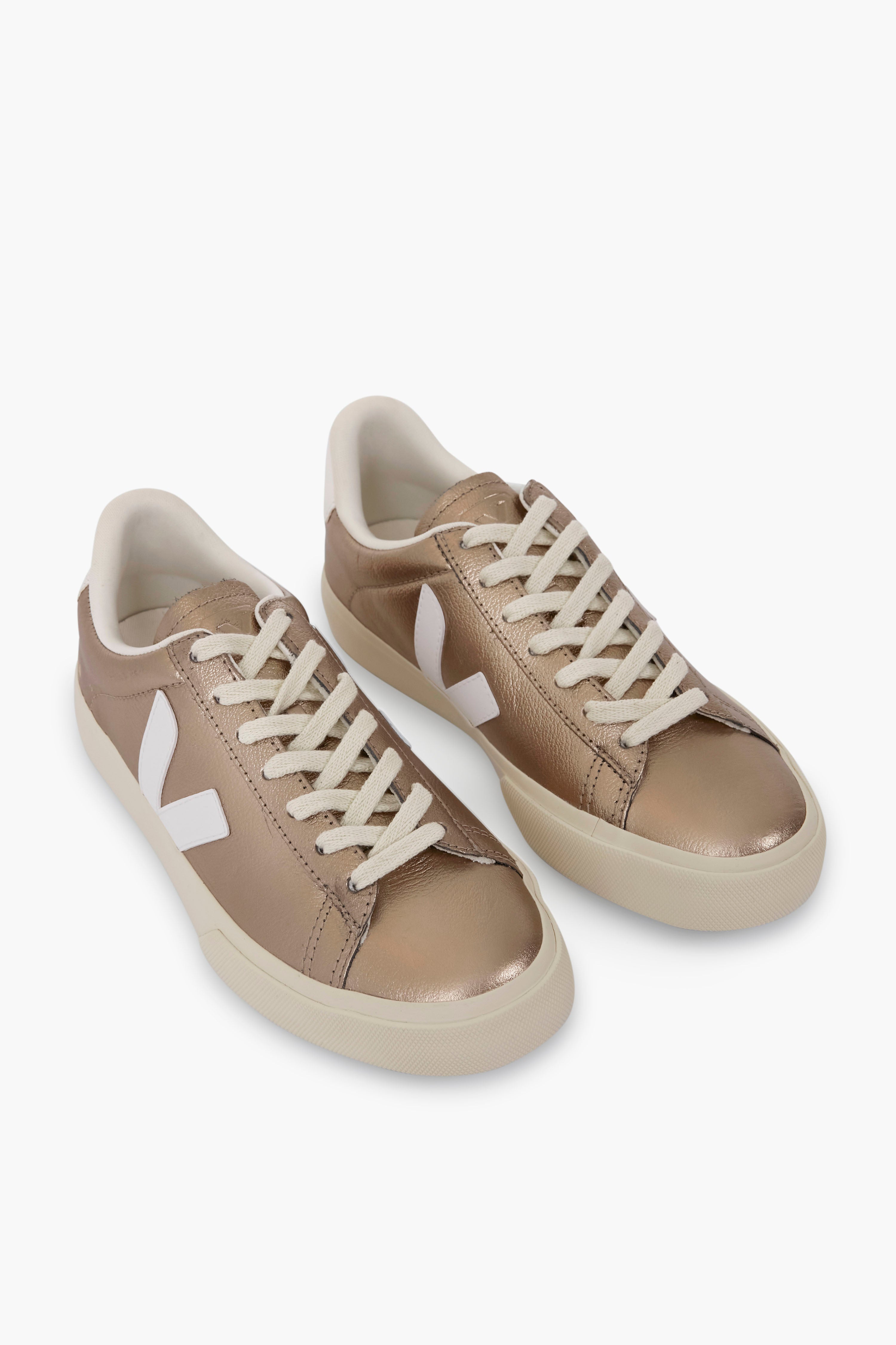 Bronze White Campo Sneakers-Get Girly