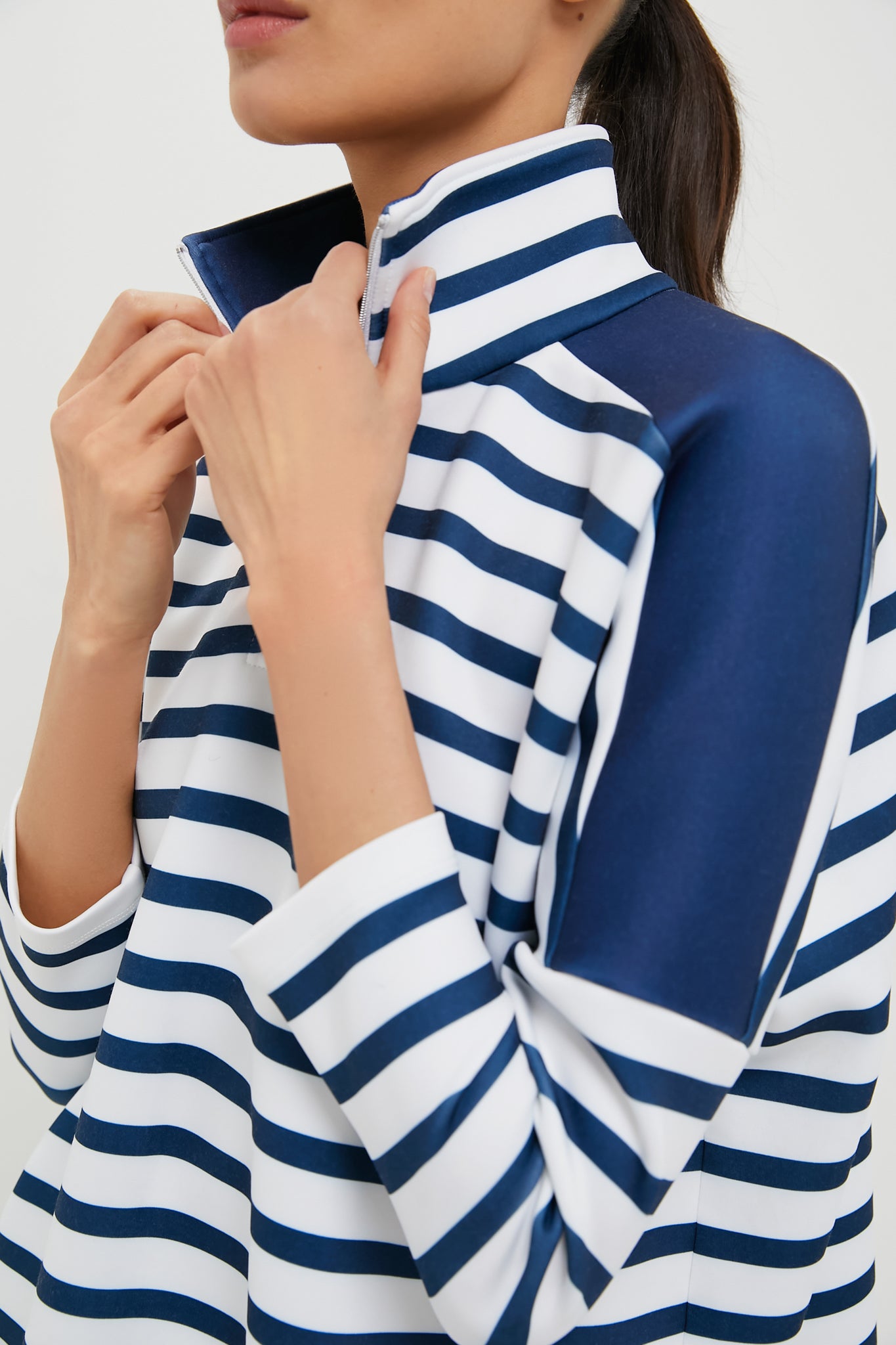 Blue and White Stripe Hudson Quarter Zip-Get Girly