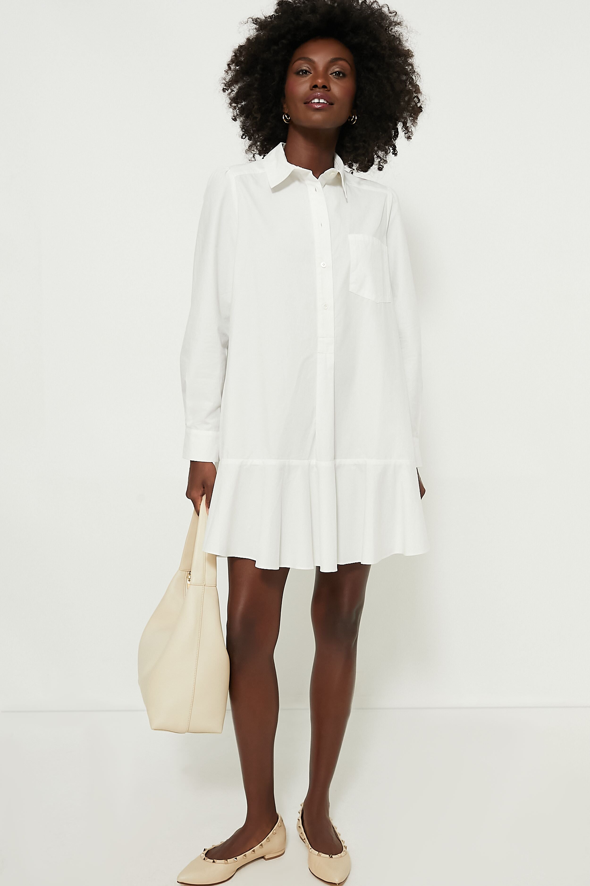 White Cotton Poplin Callahan Shirt Dress-Get Girly