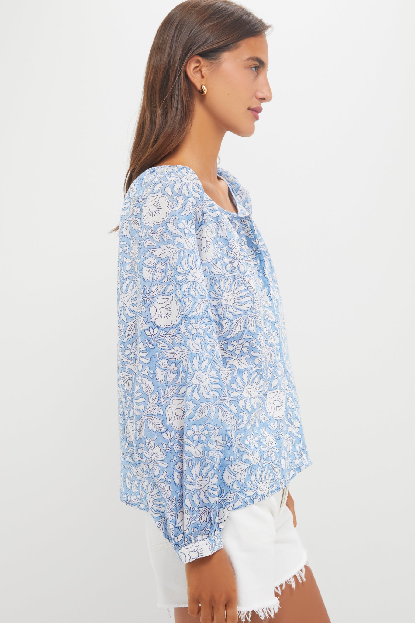 Arbor Blissful Blue Organic Frances Blouse-Get Girly