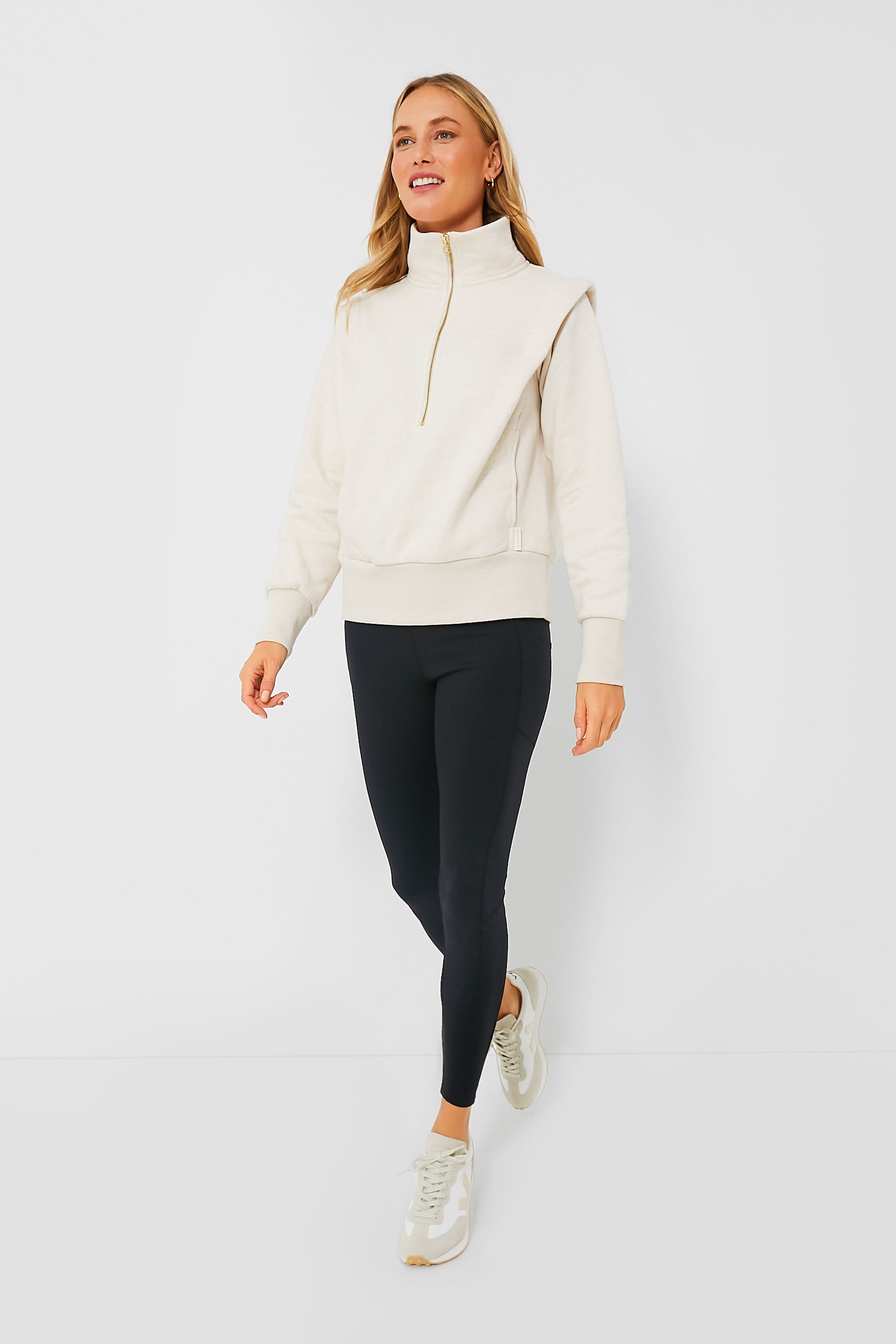 Birch Marl Darah Half Zip Sweat-Get Girly