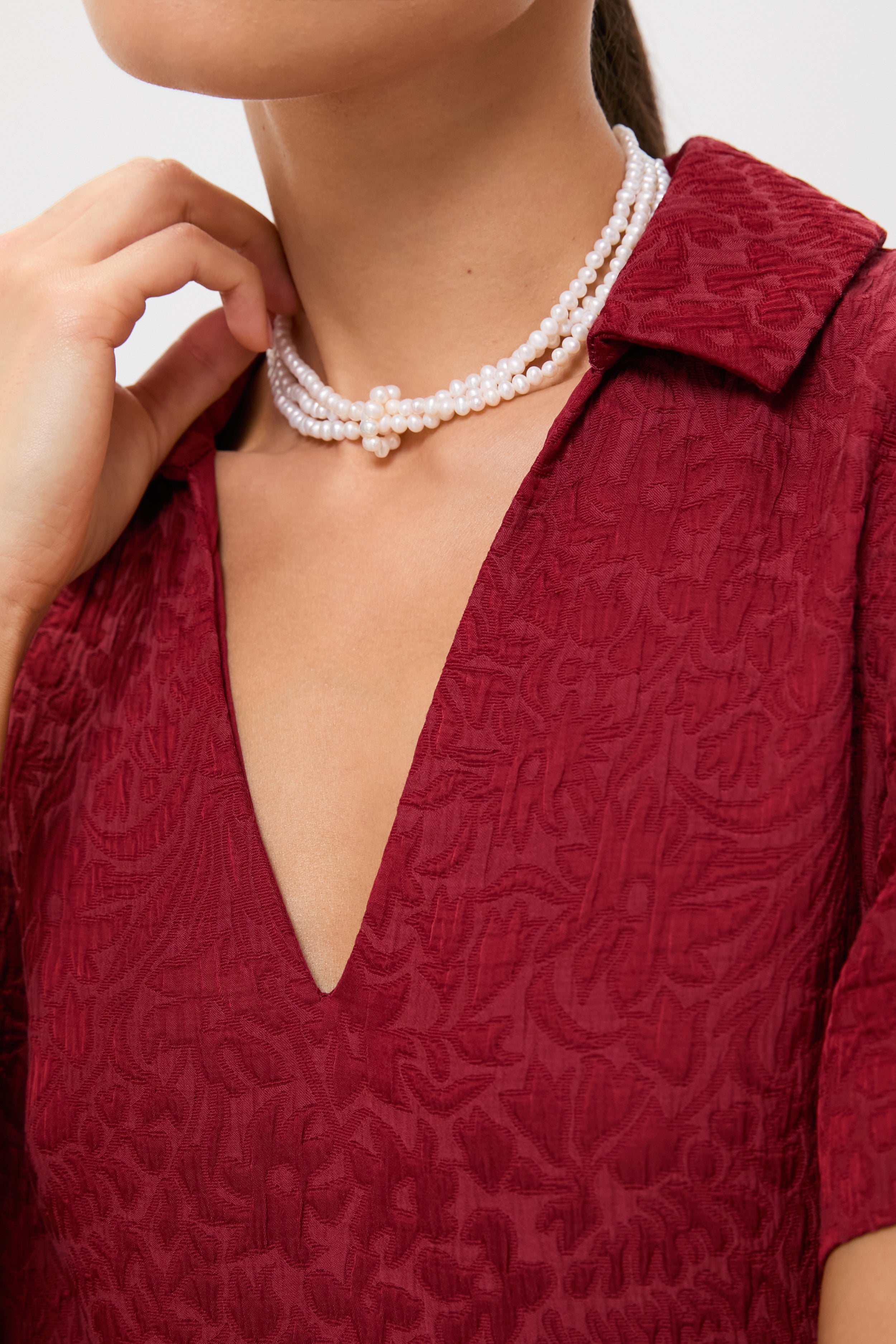 White Freshwater Pearl Dalia Necklace-Get Girly