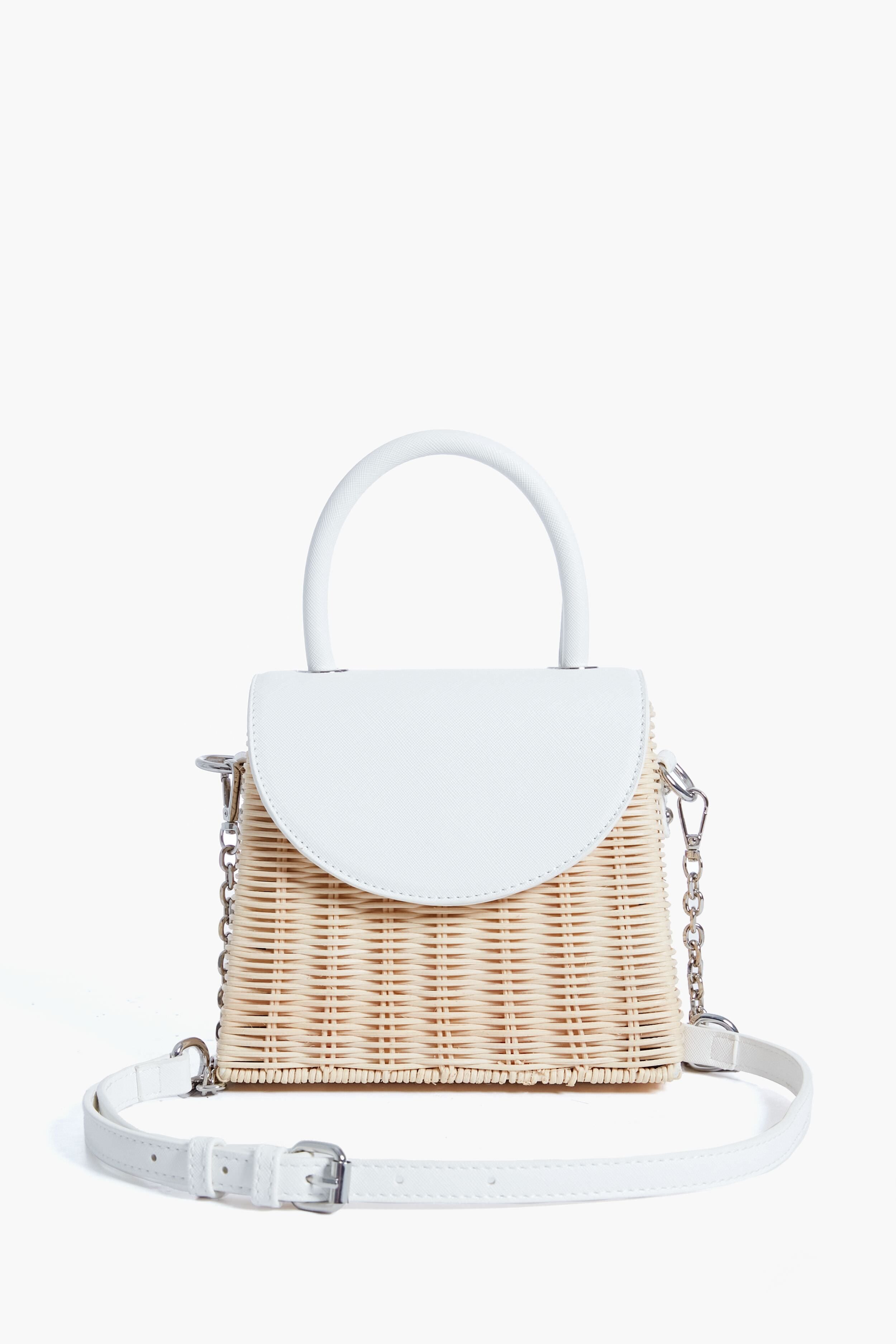 White Donna Wicker Top Handle-Get Girly