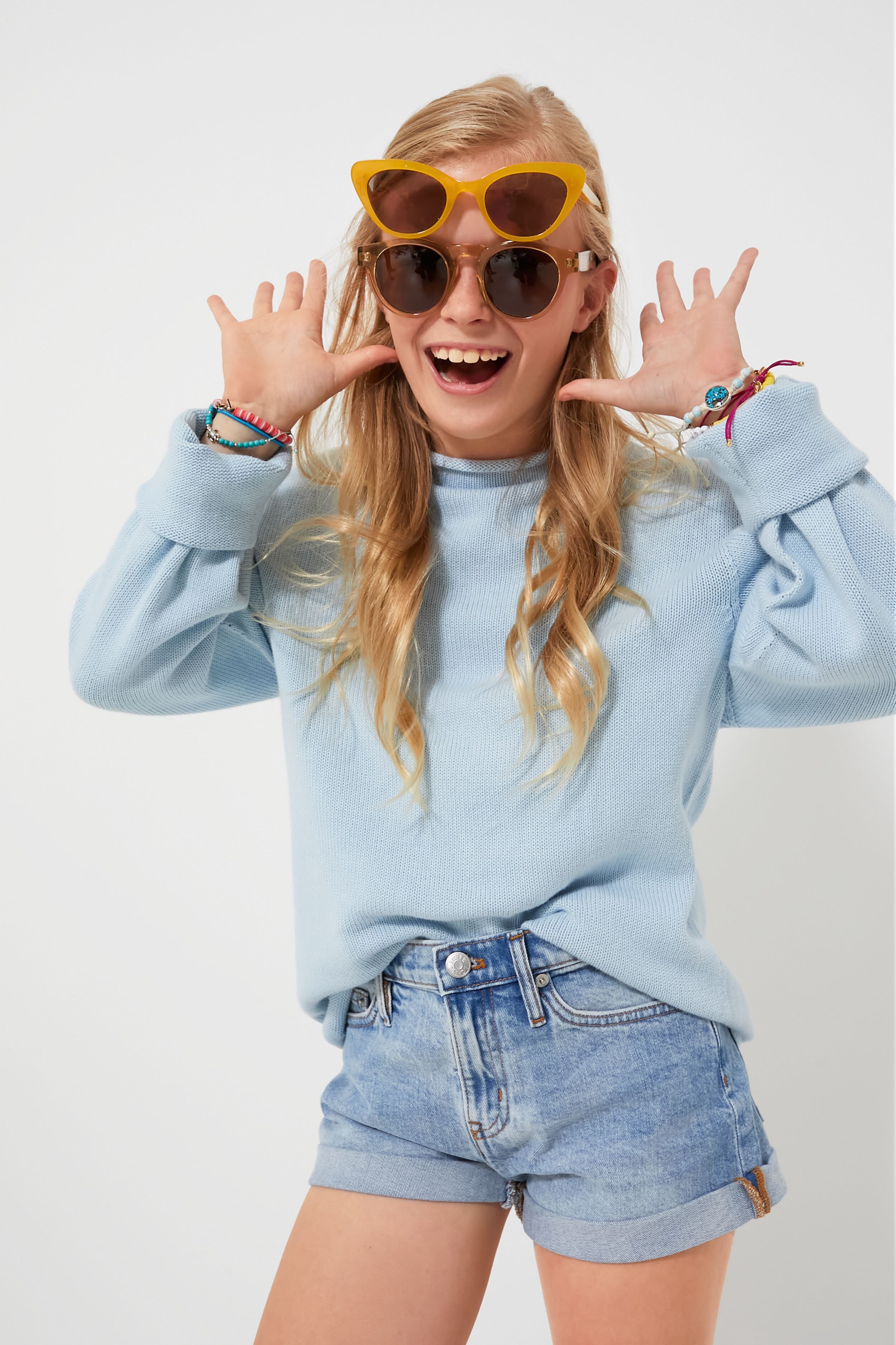 Light Blue Roll Neck Sweater-Get Girly