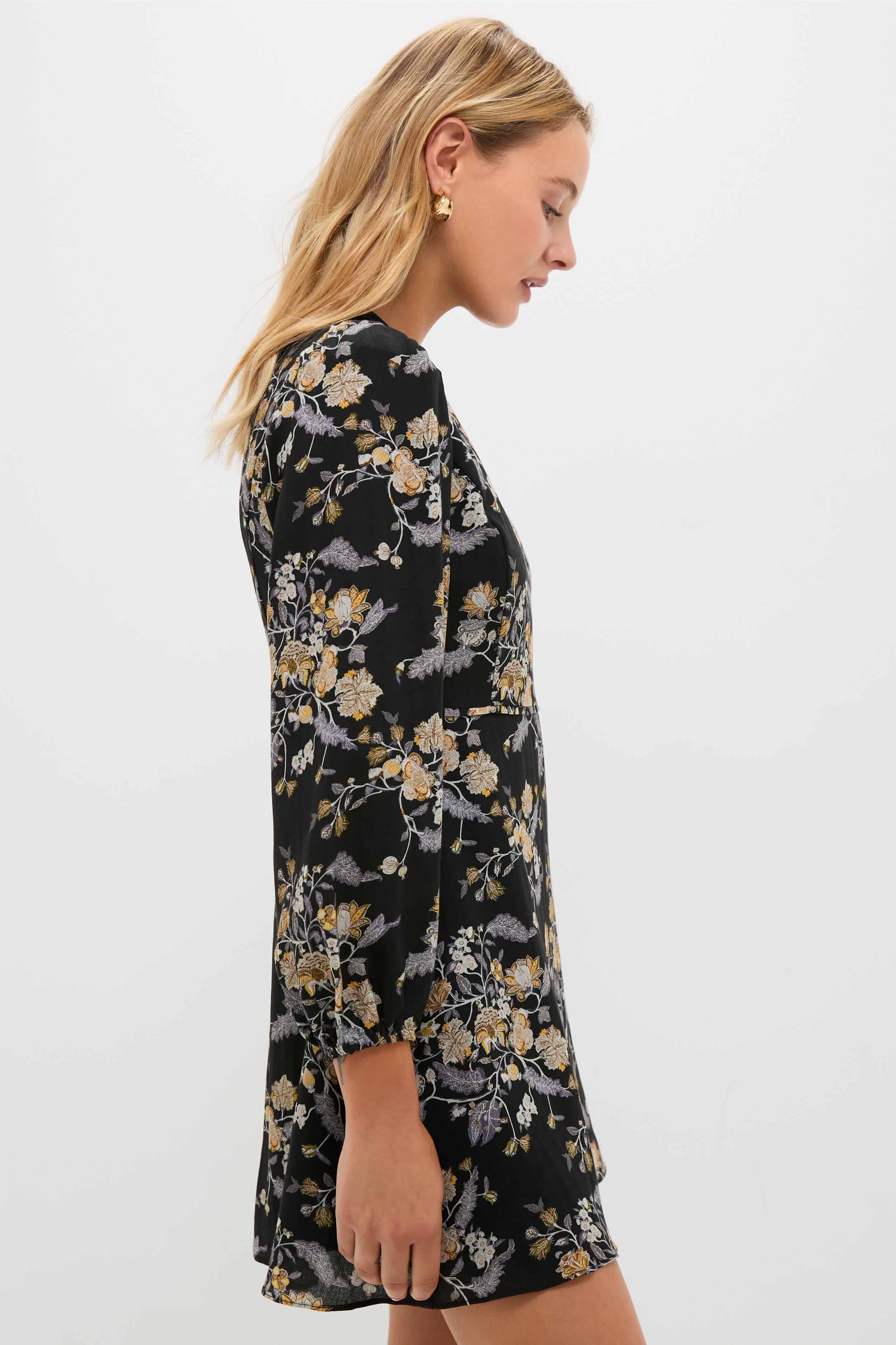 Black Multi Floral Sophia Mini Dress-Get Girly