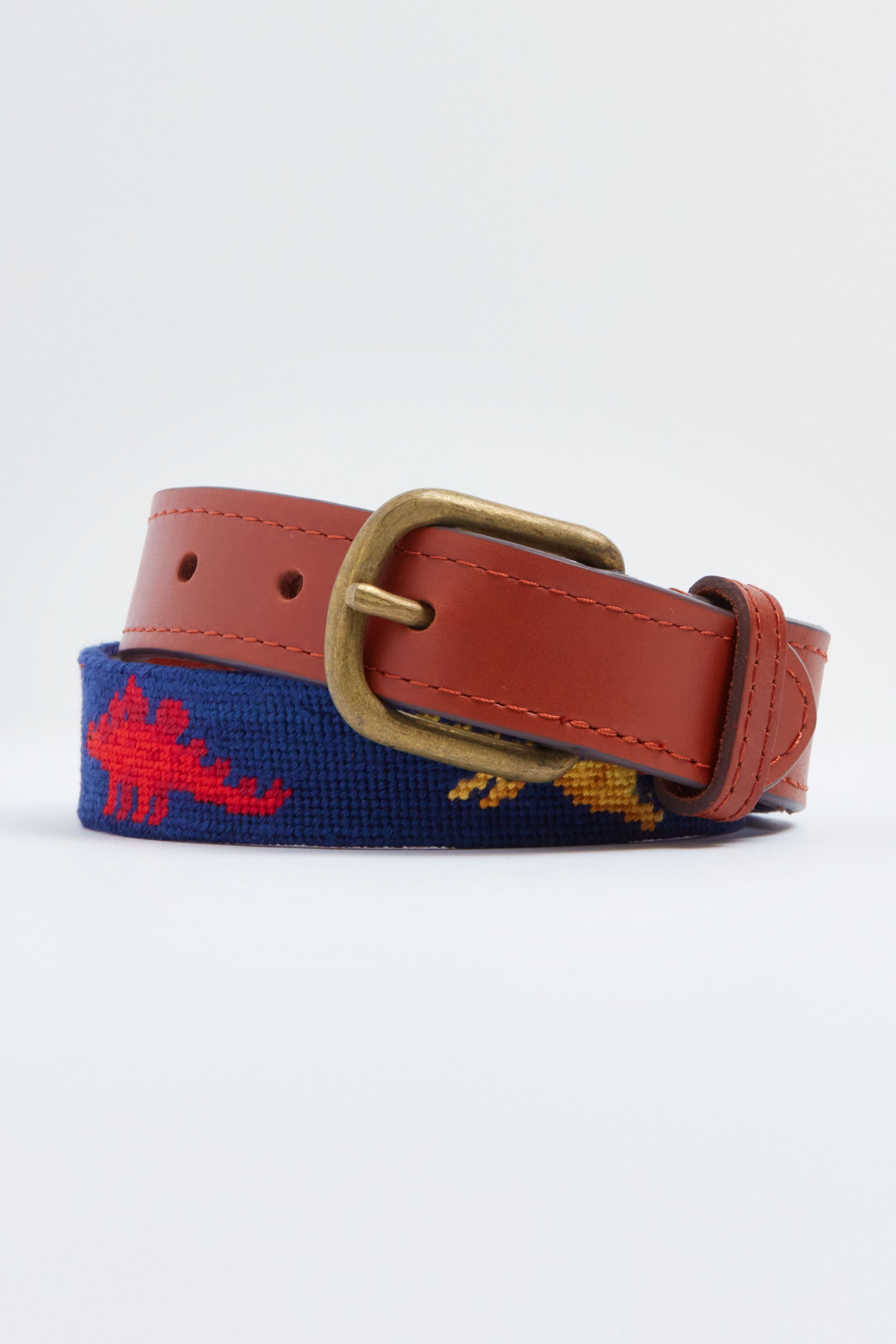 Navy Dinosaurs Needlepoint Childrens Belt-Get Girly