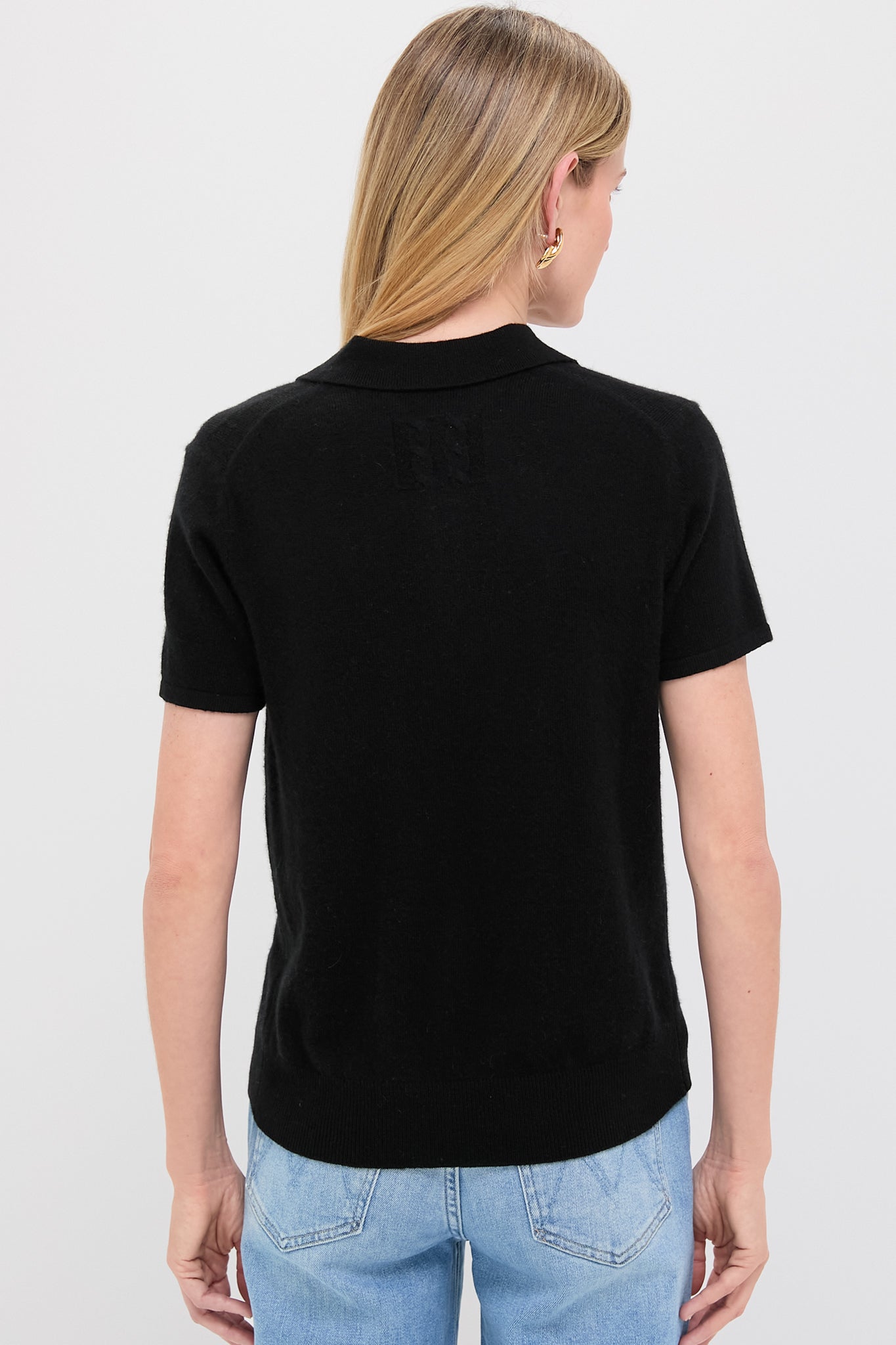 Black Cashmere Short Sleeve Polo-Get Girly