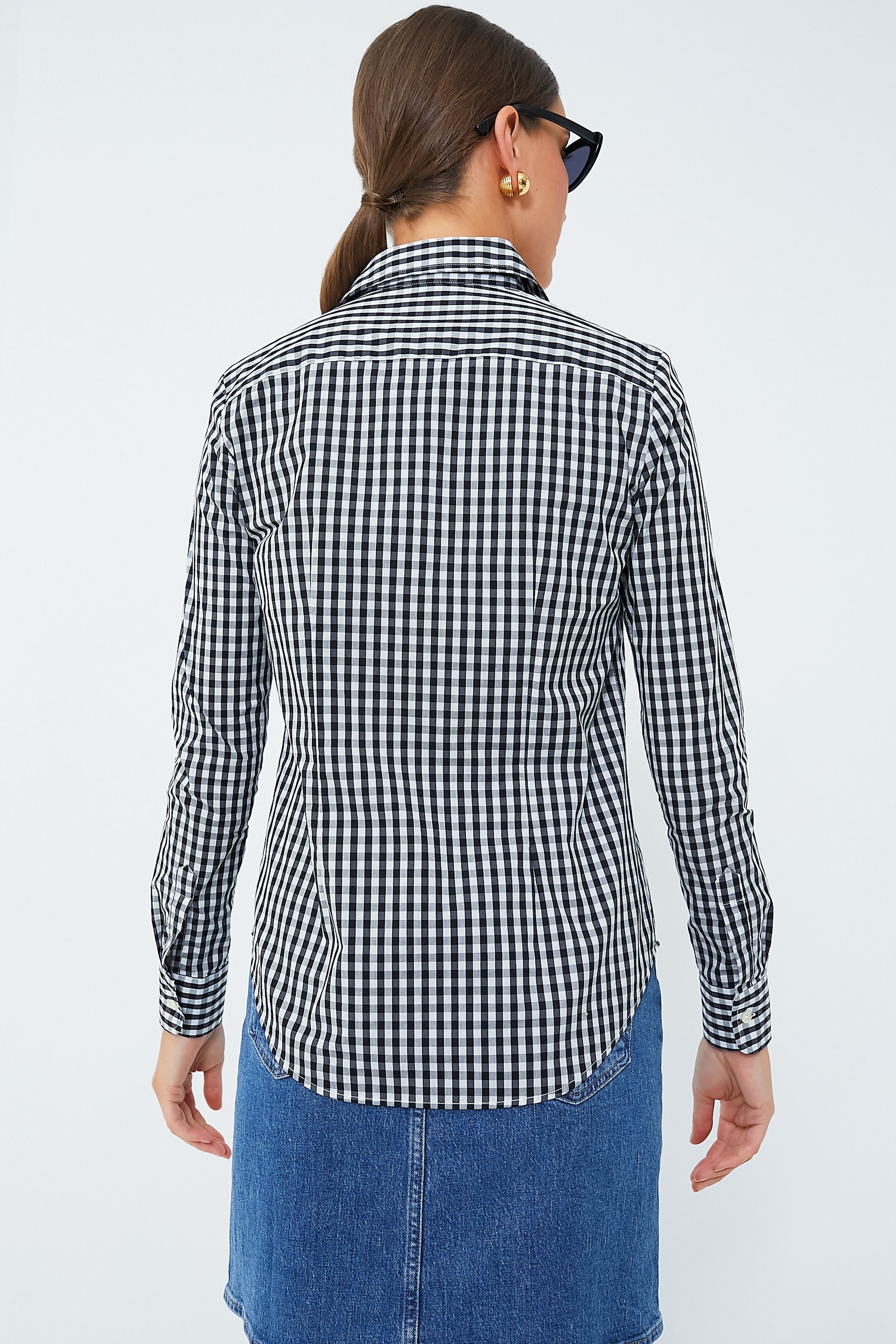 Black Large Check Long Sleeve Icon Shirt-Get Girly