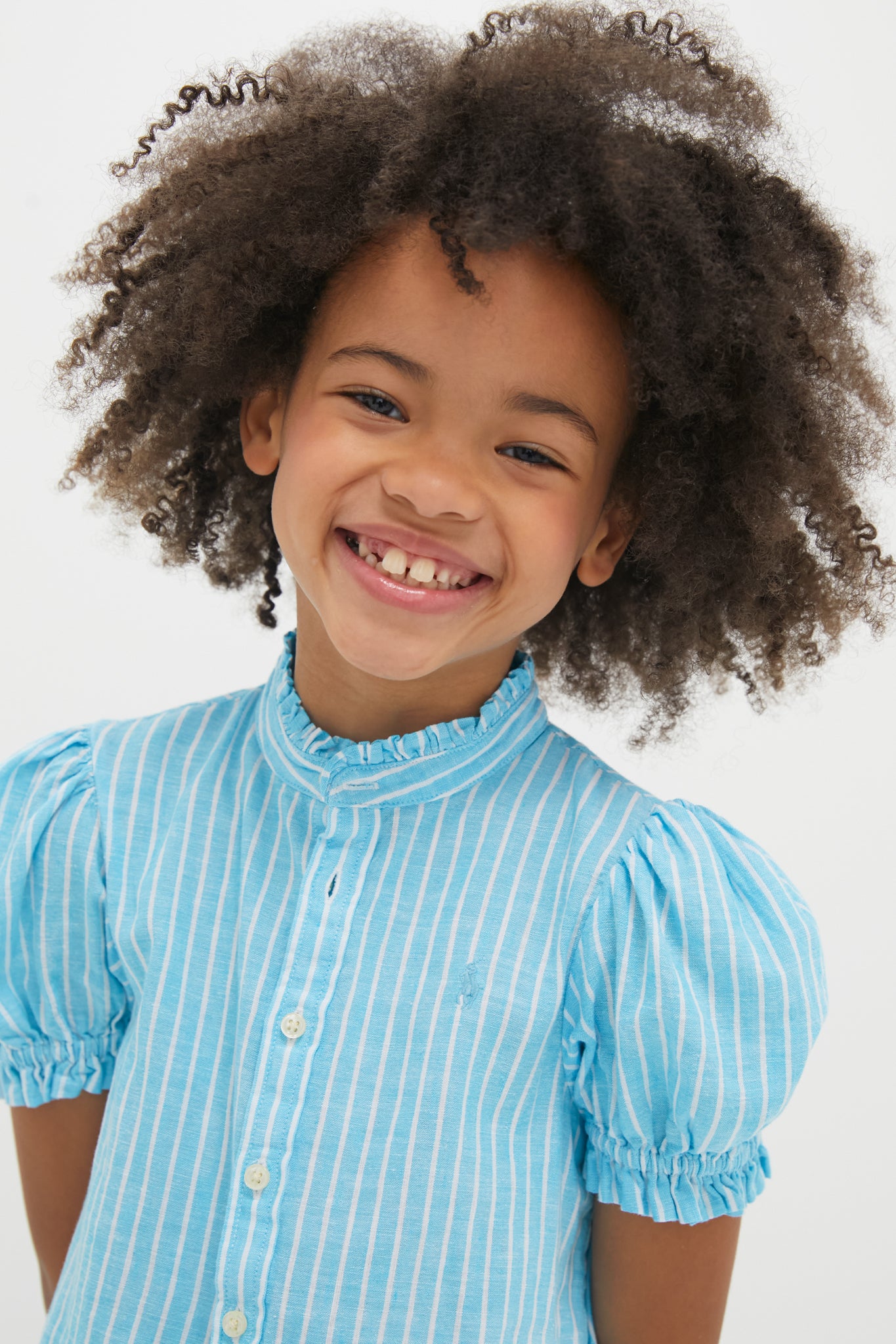 Girls Ruffle Collar Short-Sleeve Tiered Striped Dress-Get Girly