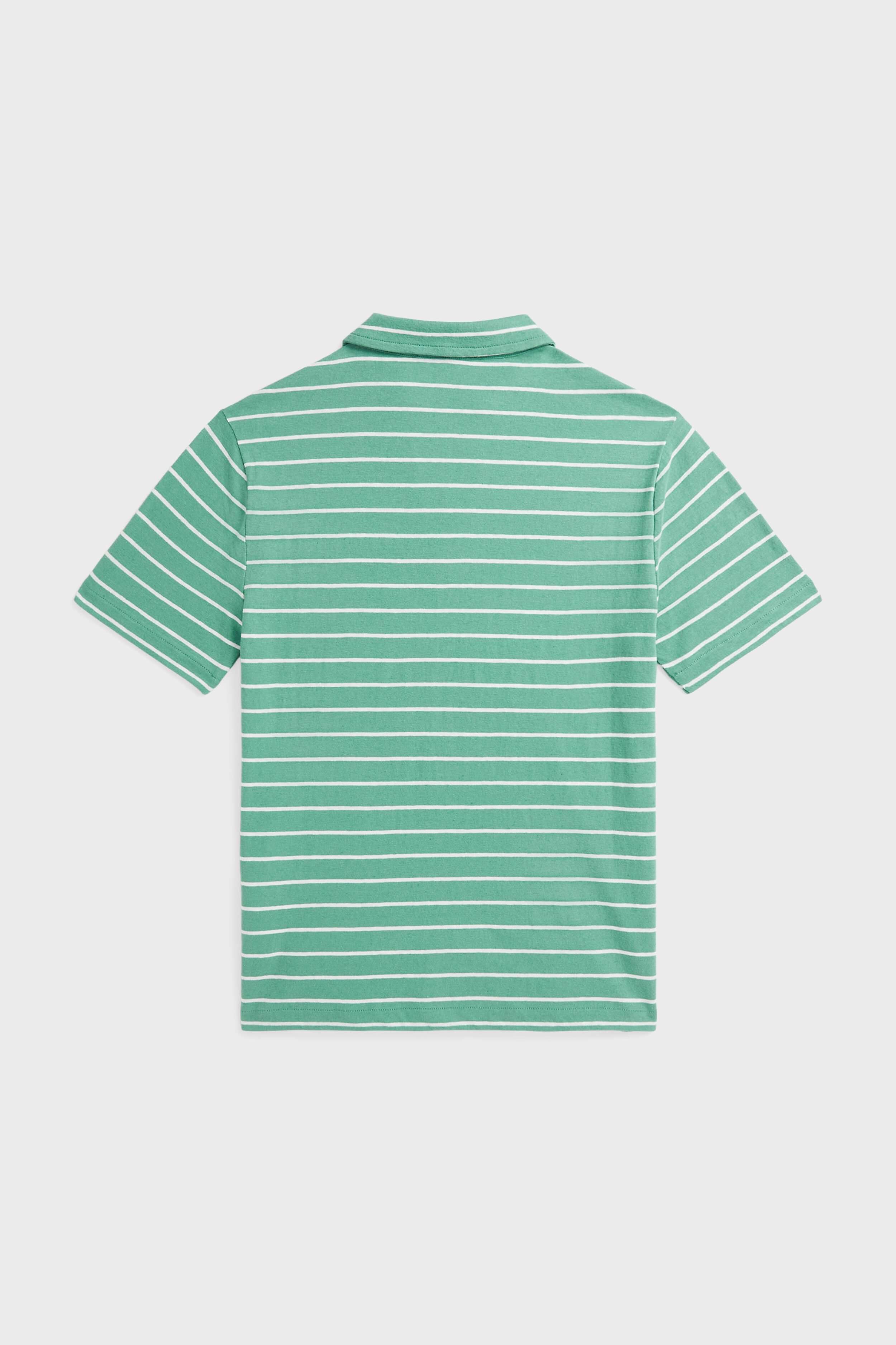 Boys Haven Green Short-Sleeve Cotton Linen Jersey Striped Johnny Collar Polo-Get Girly