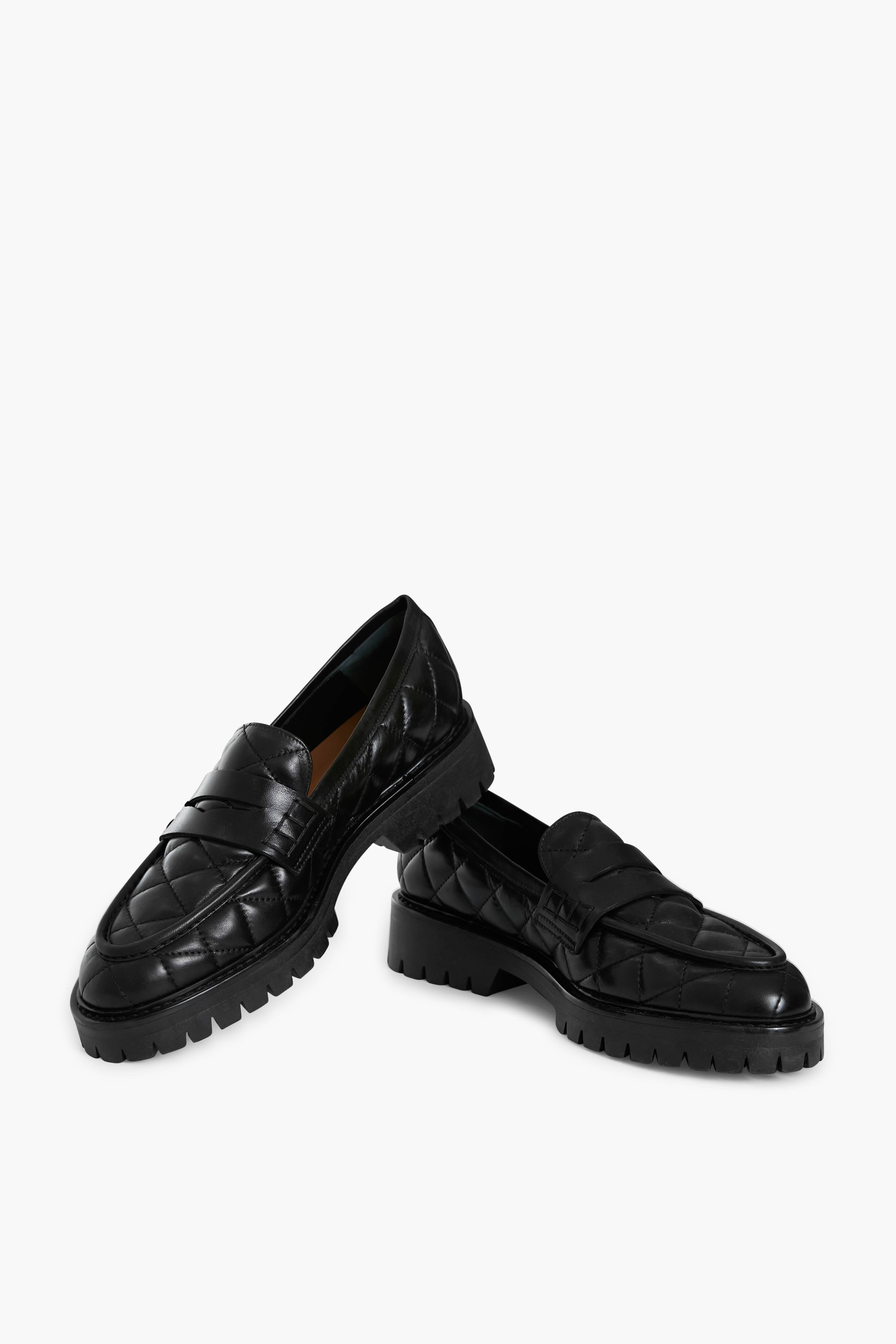 Black Quilted Leather Signe Loafers-Get Girly
