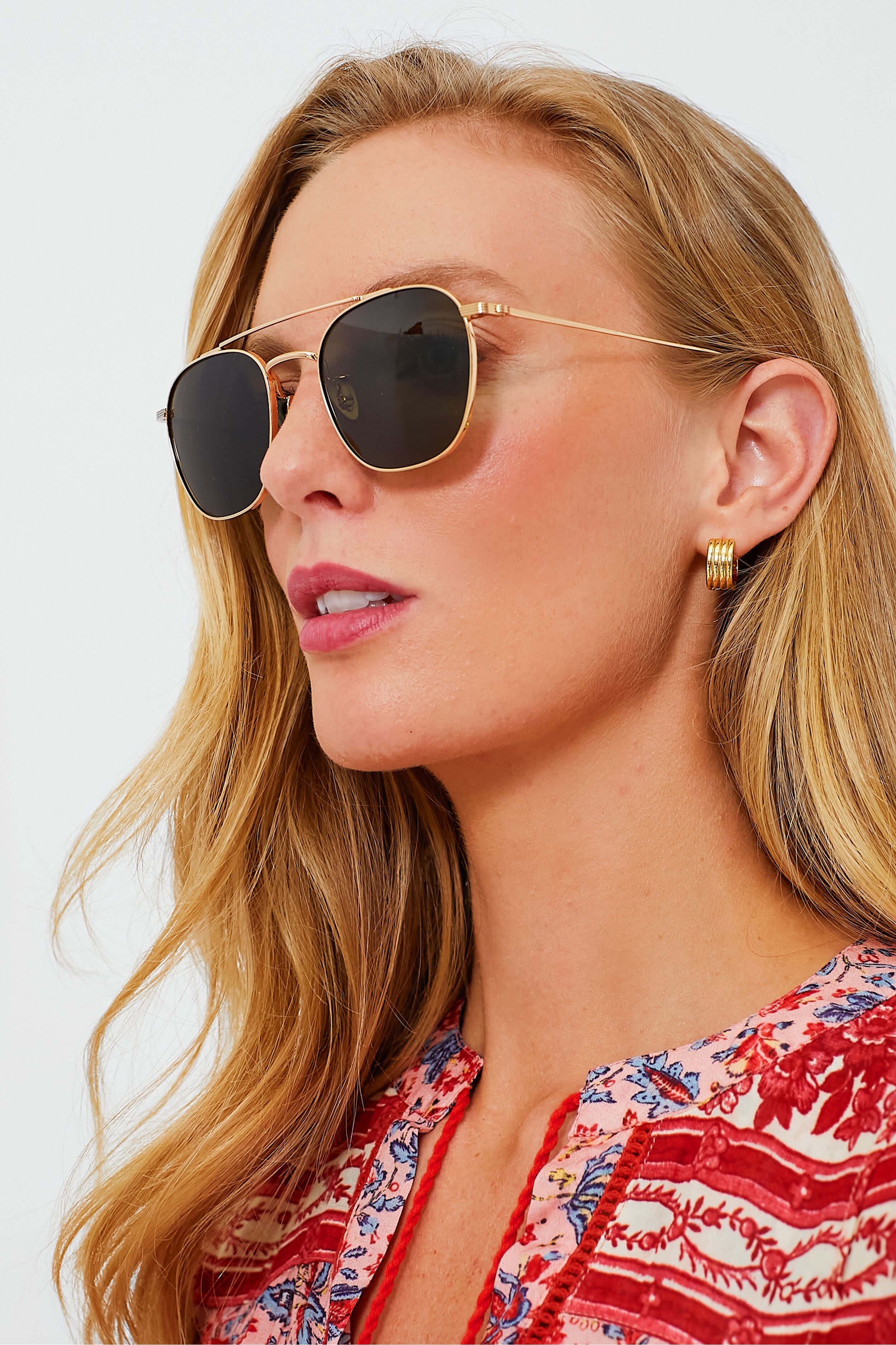 24k Titanium Polarized Earhart Sunglasses-Get Girly