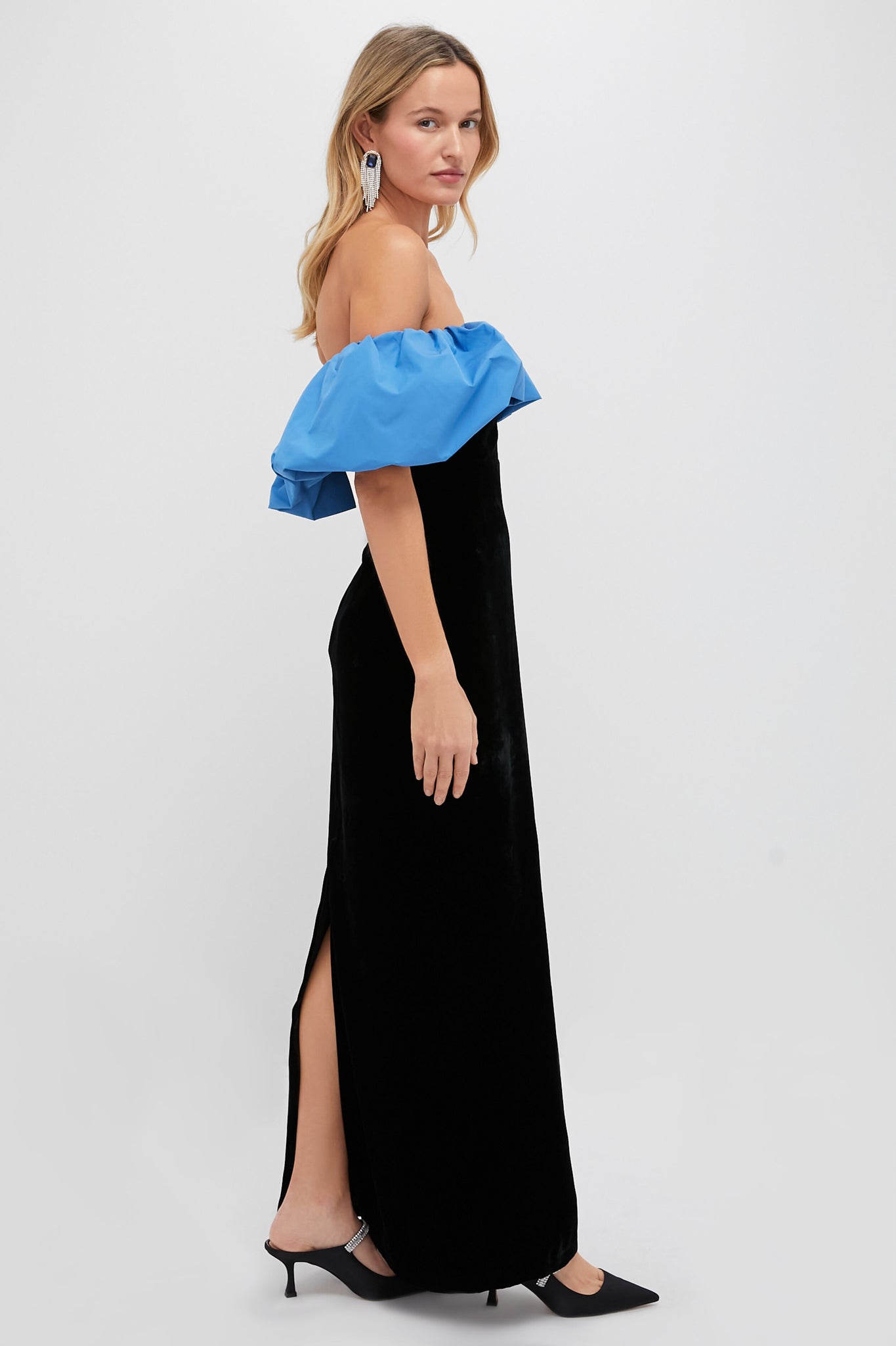 Zanzibar Blue and Black Velvet Artemis Dress-Get Girly