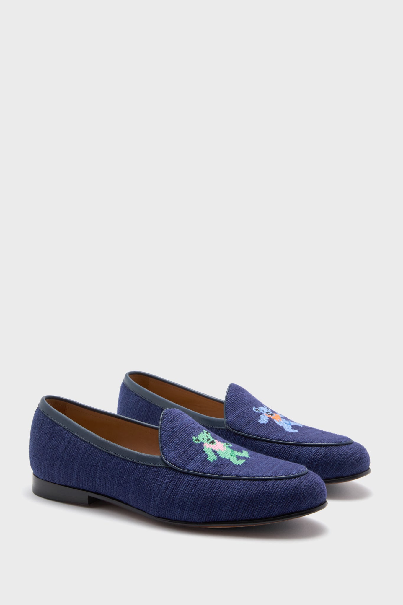 Dark Navy Dancing Bears Belgian Loafers-Get Girly