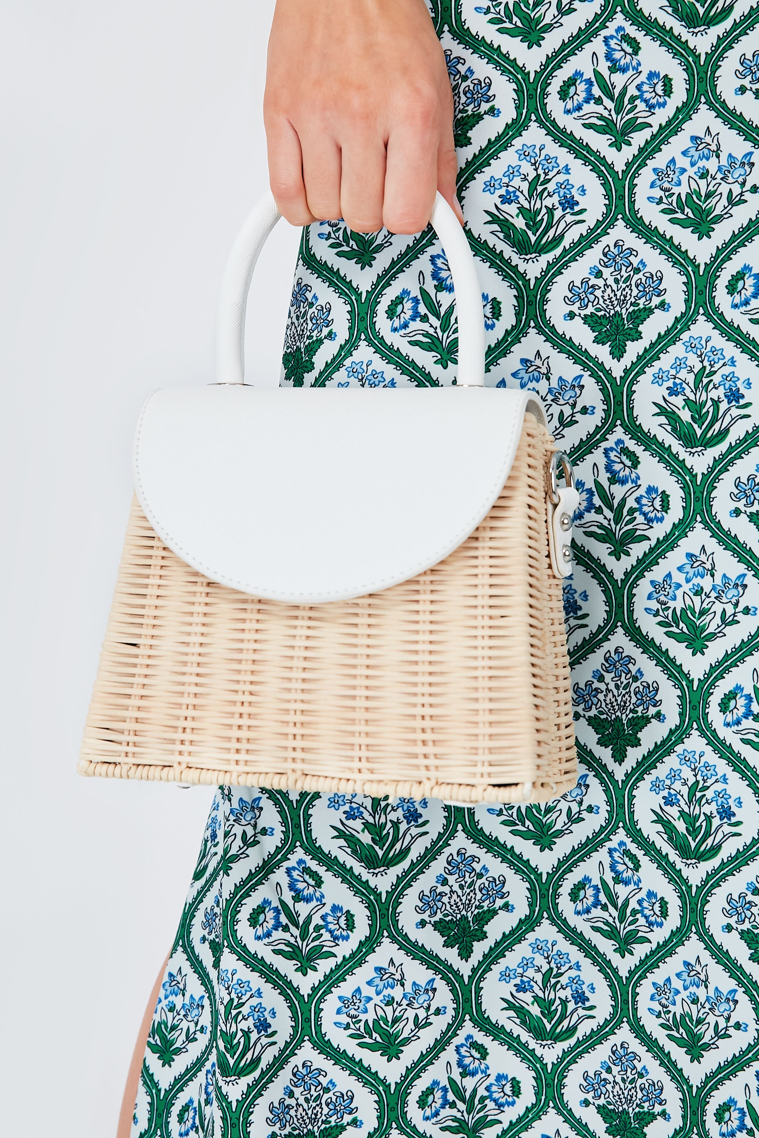 White Donna Wicker Top Handle-Get Girly