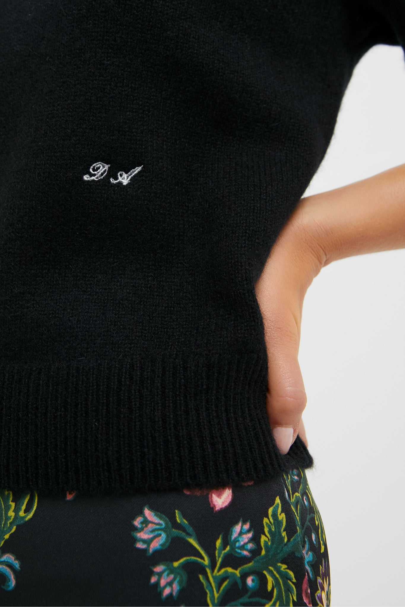 Black Cashmere Puff Sleeve Macy Crewneck Sweater-Get Girly