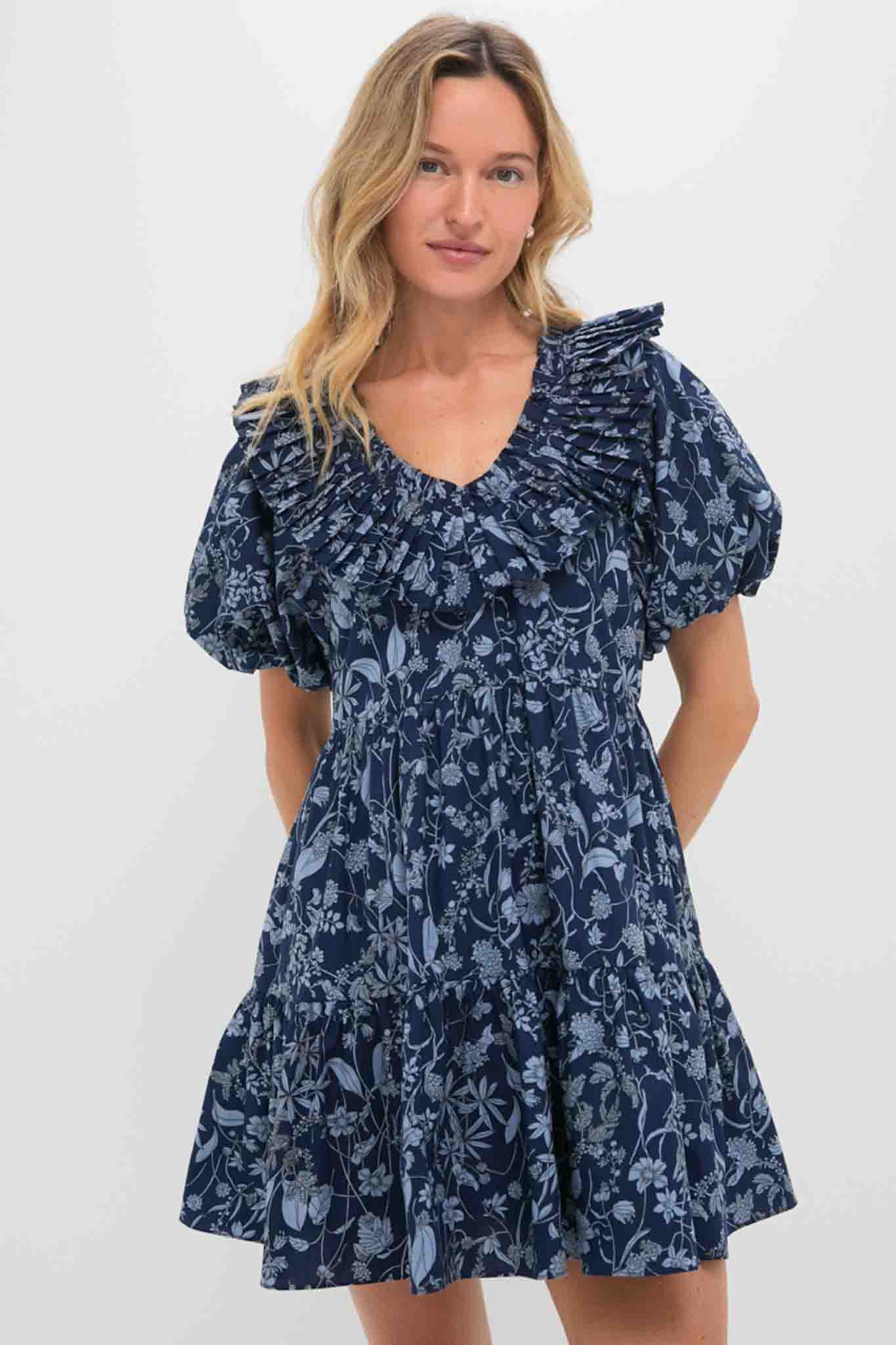 Blue Floral Samson Mini Dress-Get Girly