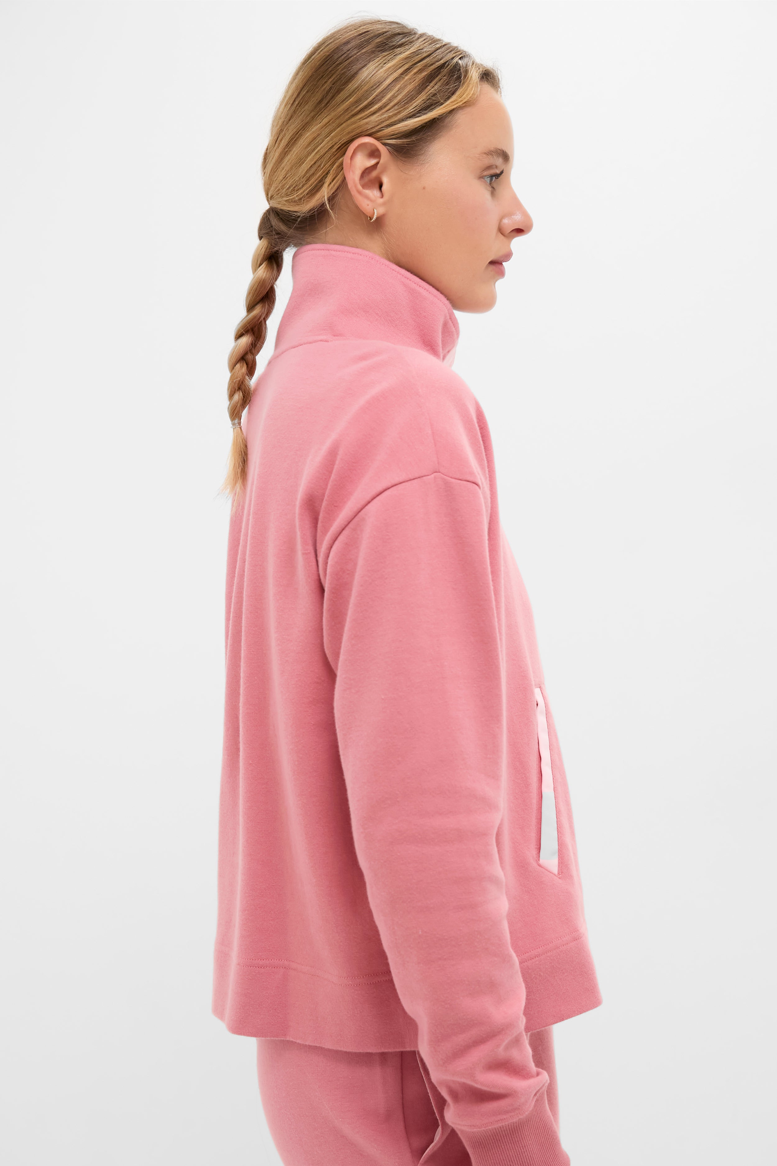 Dusty Rose Snap Neck Bailey Pullover-Get Girly